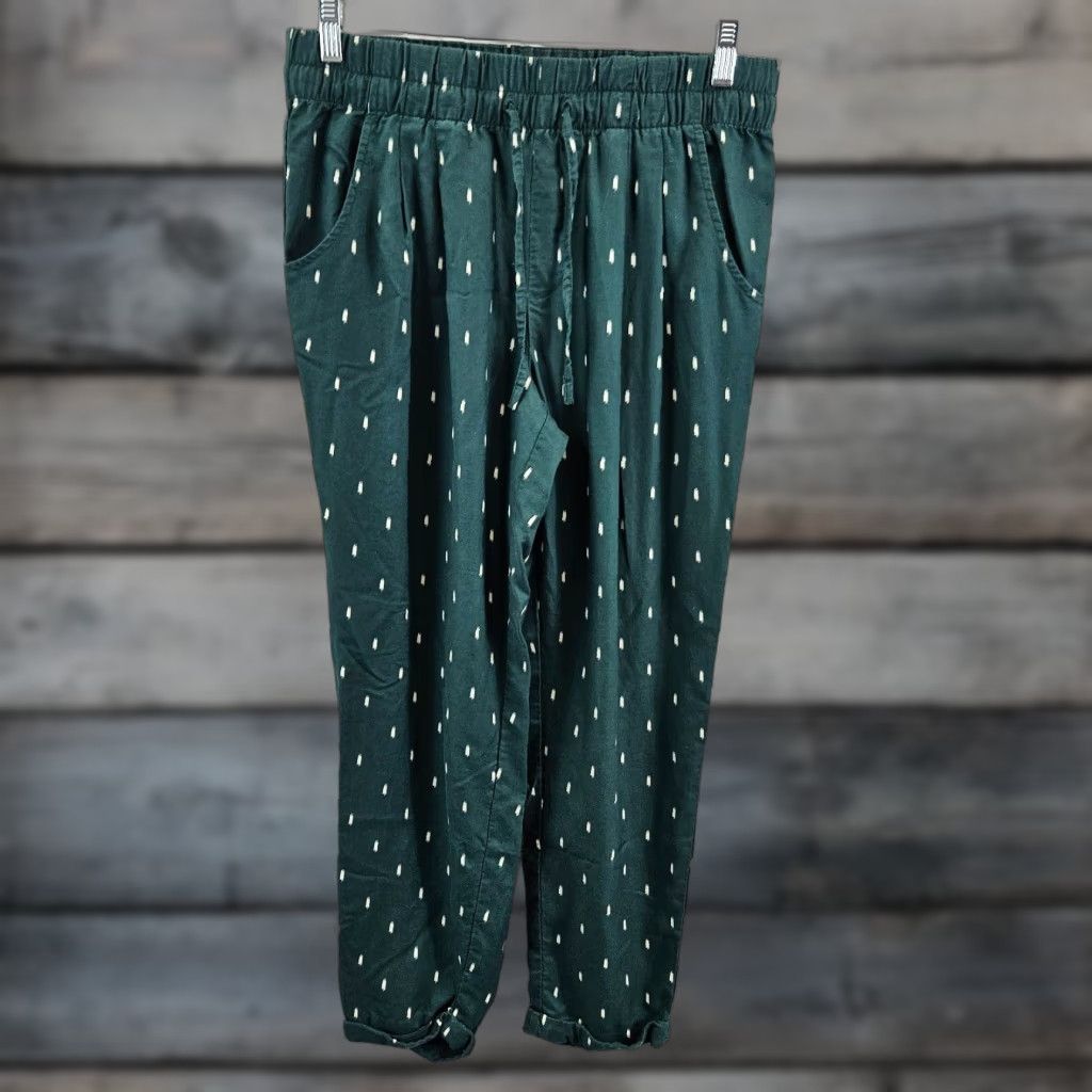Vintage Garnet Hill Pants Womens Small Green Cropped Tencel Linen Drawstring Size 32" / US 10 / IT 46 - 1 Thumbnail