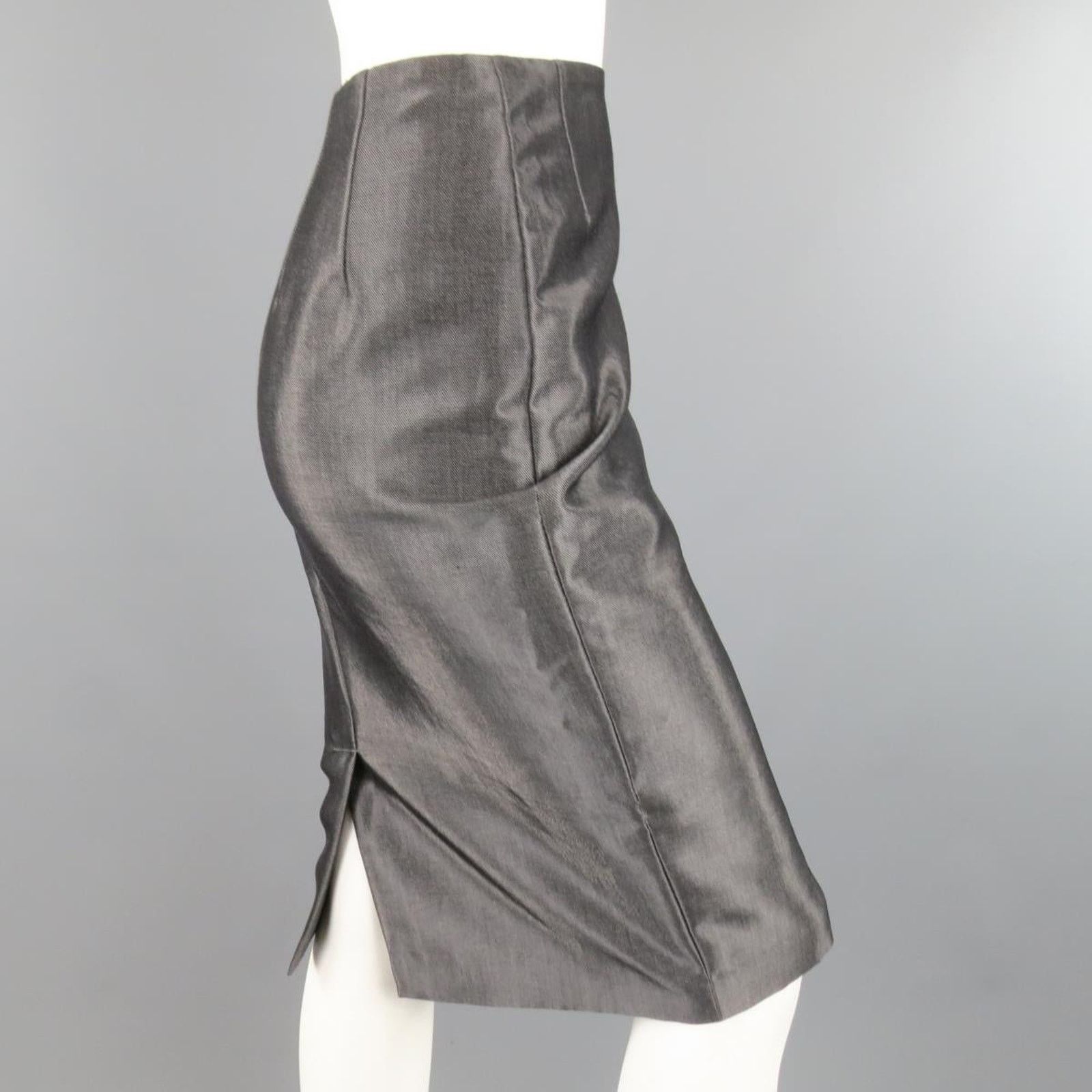 Ralph Lauren RALPH LAUREN Size 4 Metallic Wool Blend Denim Pencil Skirt Size 27" / US 4 / IT 40 - 3 Thumbnail