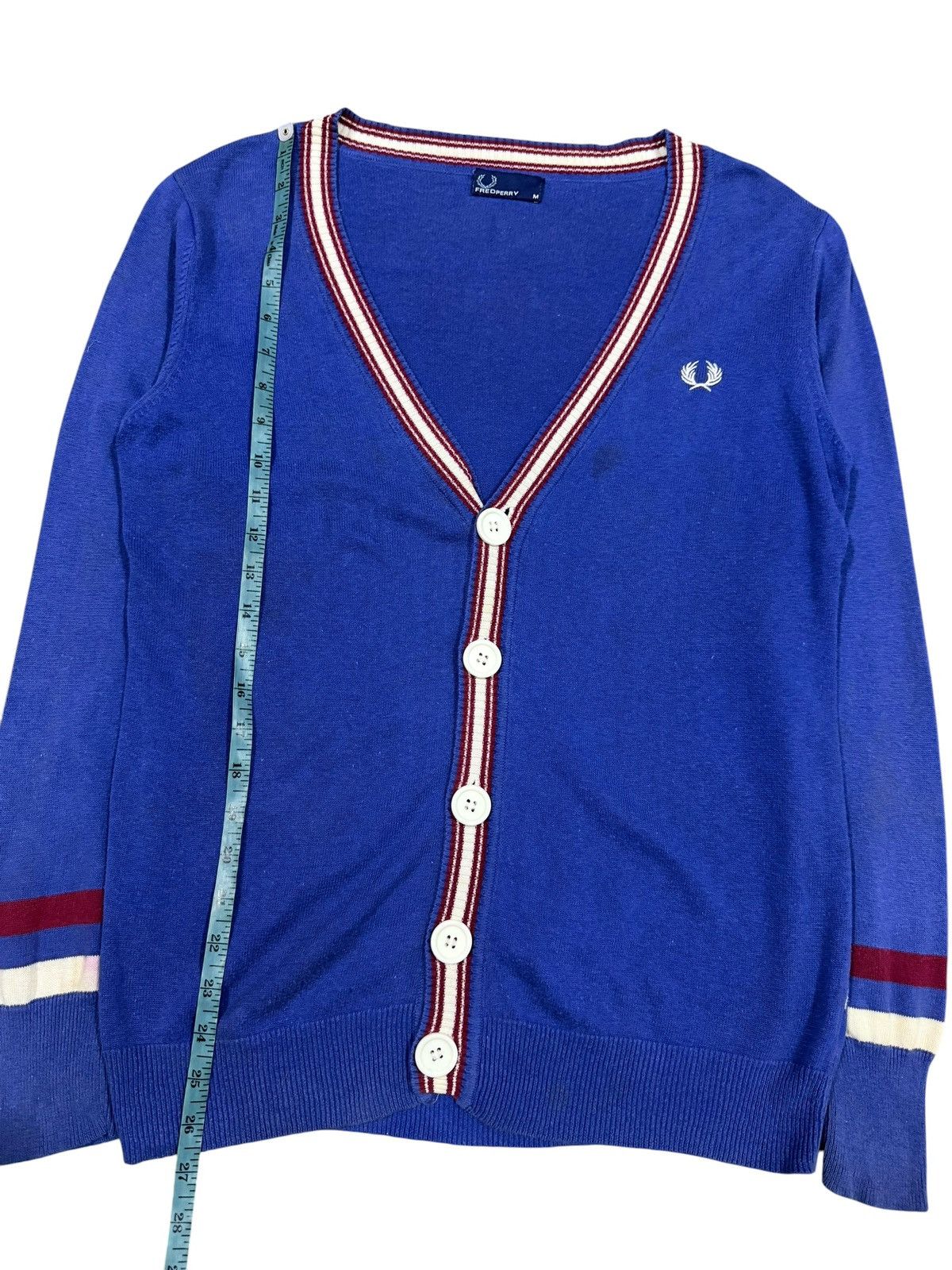 Fred Perry Vtg🔥Fred Perry Tipped Knitted Cardigan Jacket Size US M / EU 48-50 / 2 - 7 Thumbnail