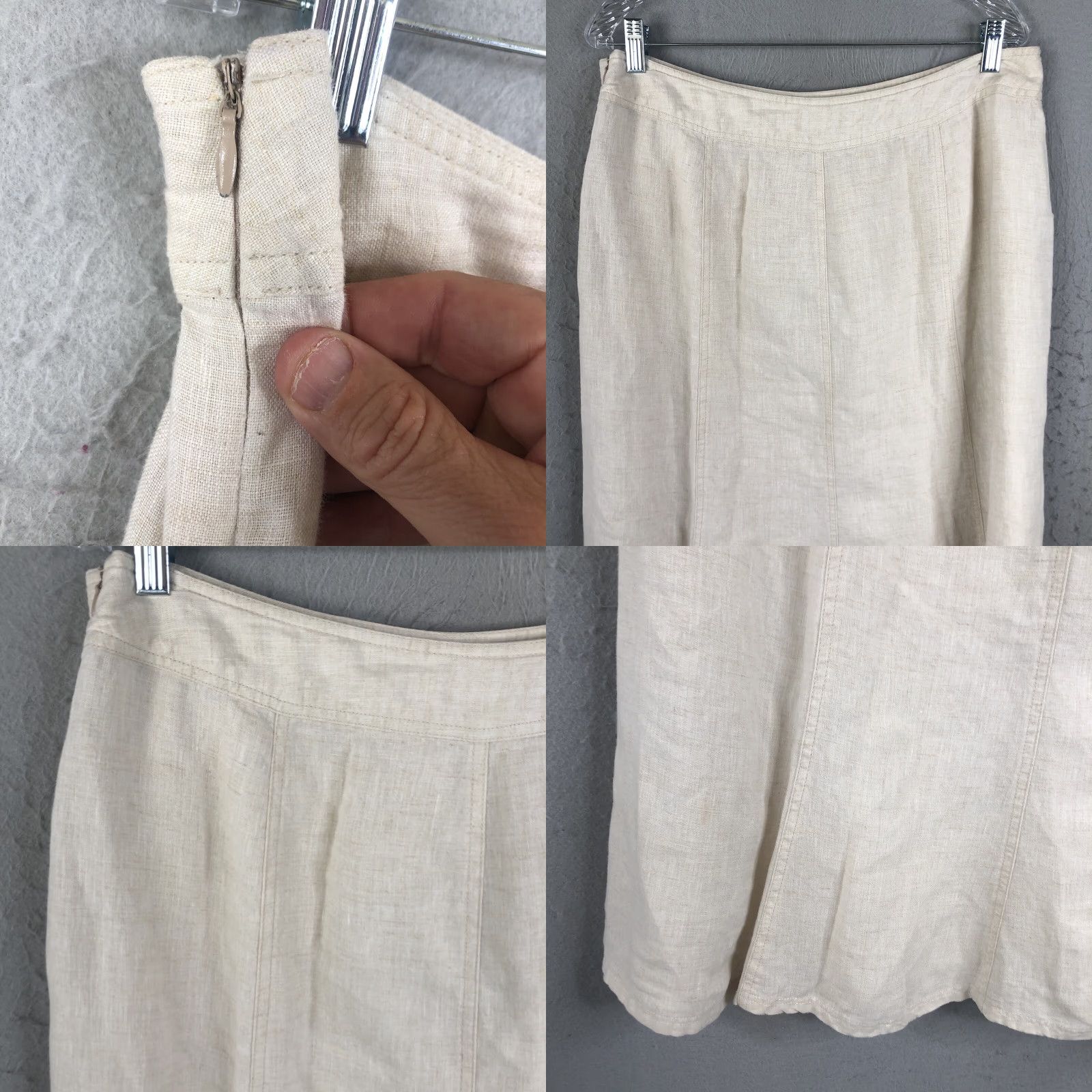 JM Collection M Collection Skirt Womens 14 Linen Beige Knee Length A-Line Pockets Bohemian All Seasons Casual Travel Womens Size 36" / US 14 / IT 50 - 9 Thumbnail