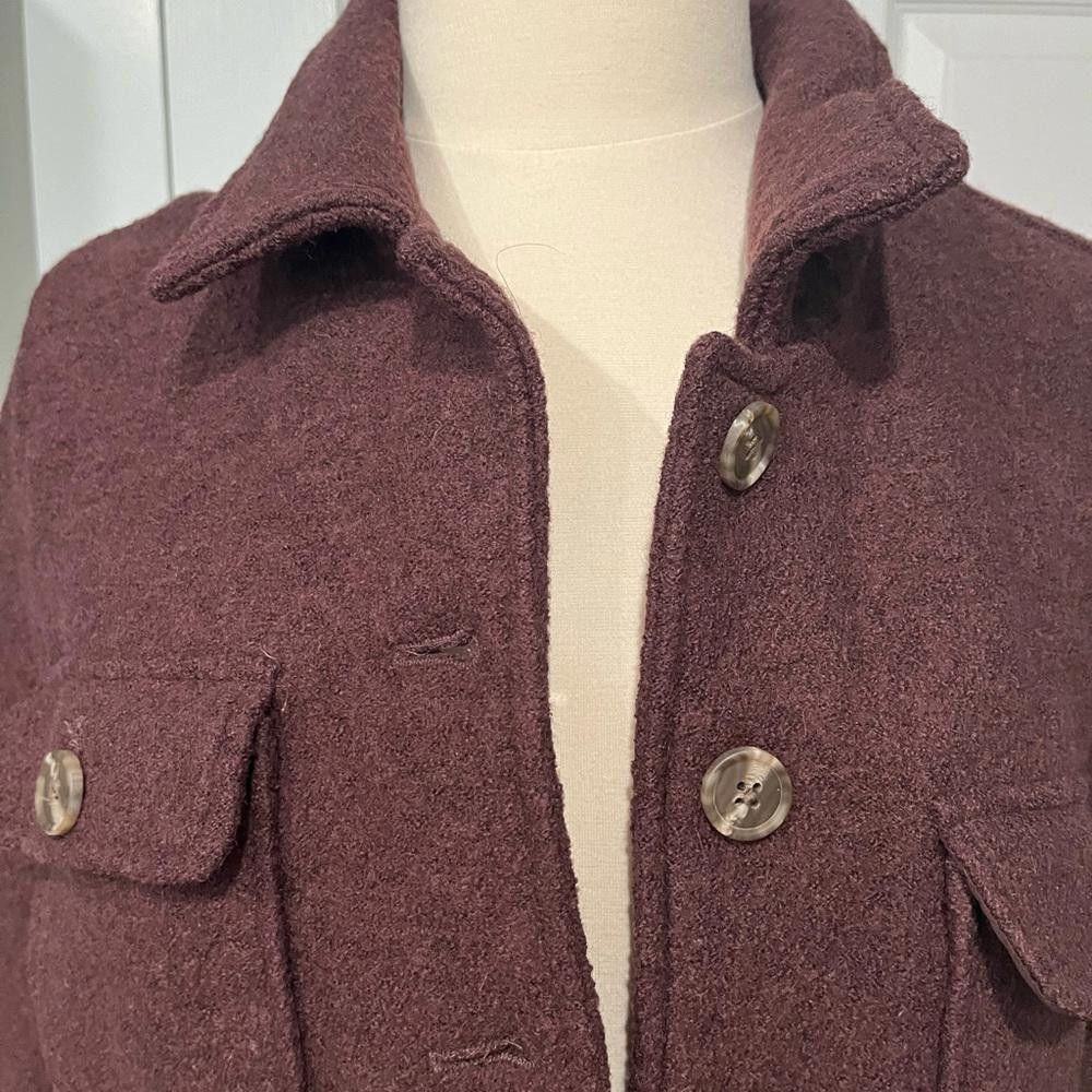 Kim Jones JOIE Wool Blend Button Front Boxy Dark Purple Cardigan Size L / US 10 / IT 46 - 4 Thumbnail