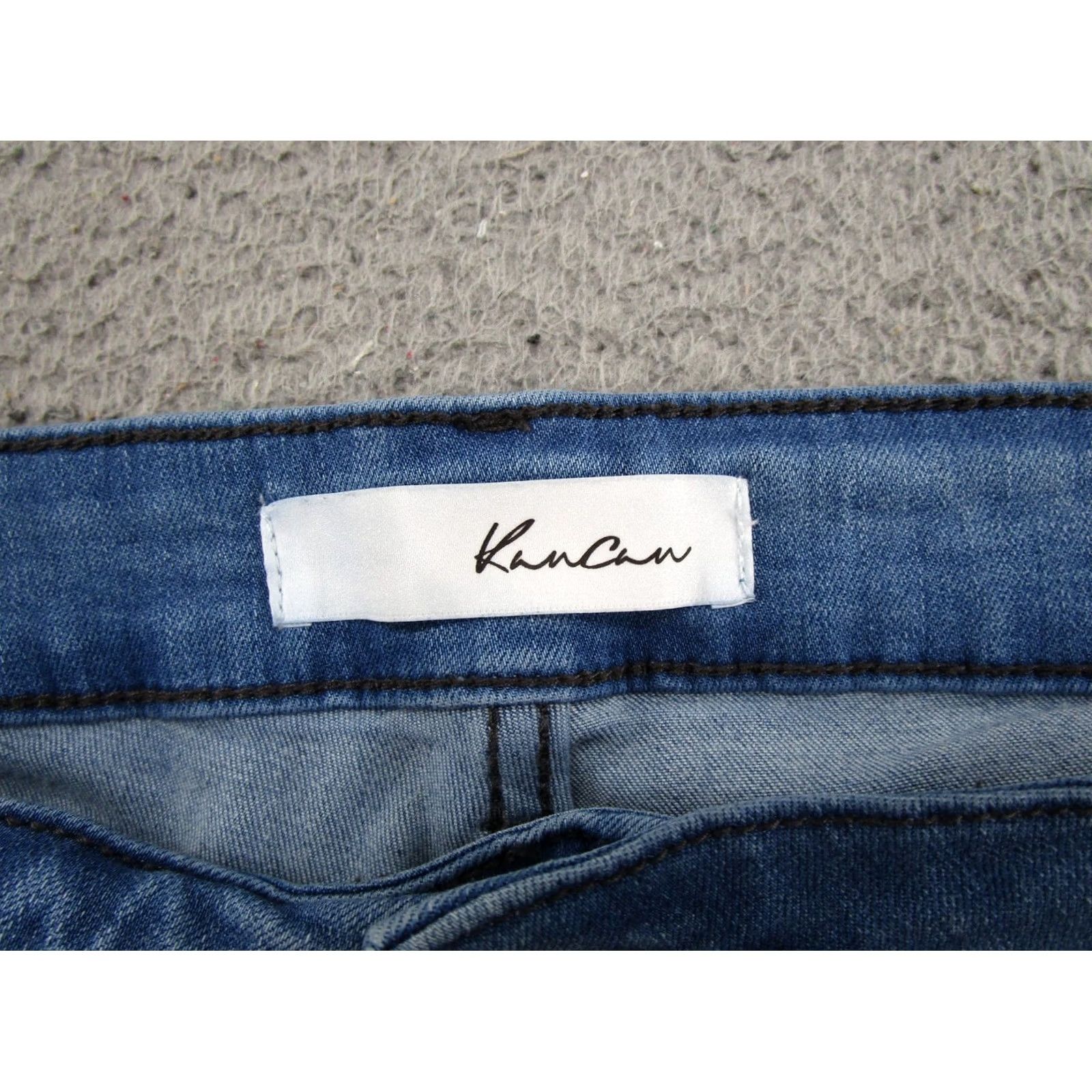 Vintage Kancan Jeans Womens Mid Rise Medium Wash Skinny Blue Stretch Denim Size 15/31 Slim 5-Pocket Design Button Zip Womens Clothing Size 24" / US 00 / IT 34 - 4 Thumbnail