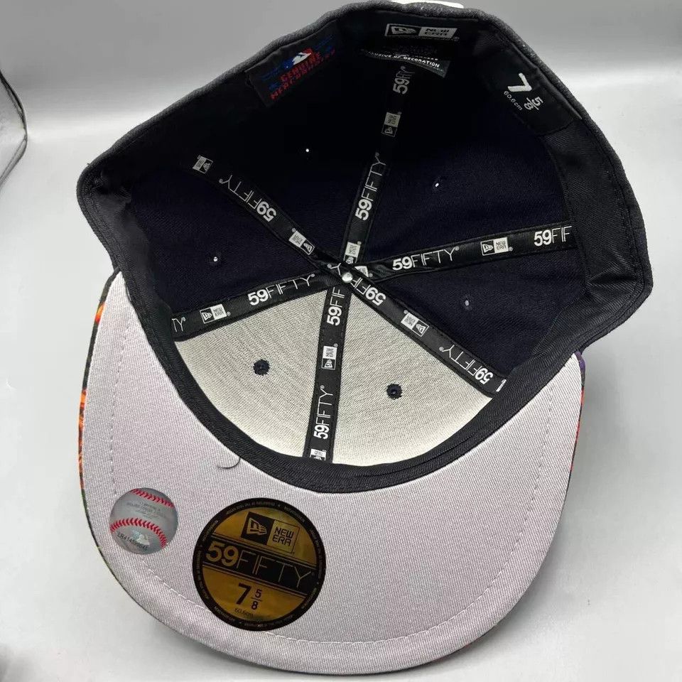 New Era Atlanta Braves Hat Men 7 5/8 Black Gray Floral MLB Fitted Size ONE SIZE - 2 Thumbnail