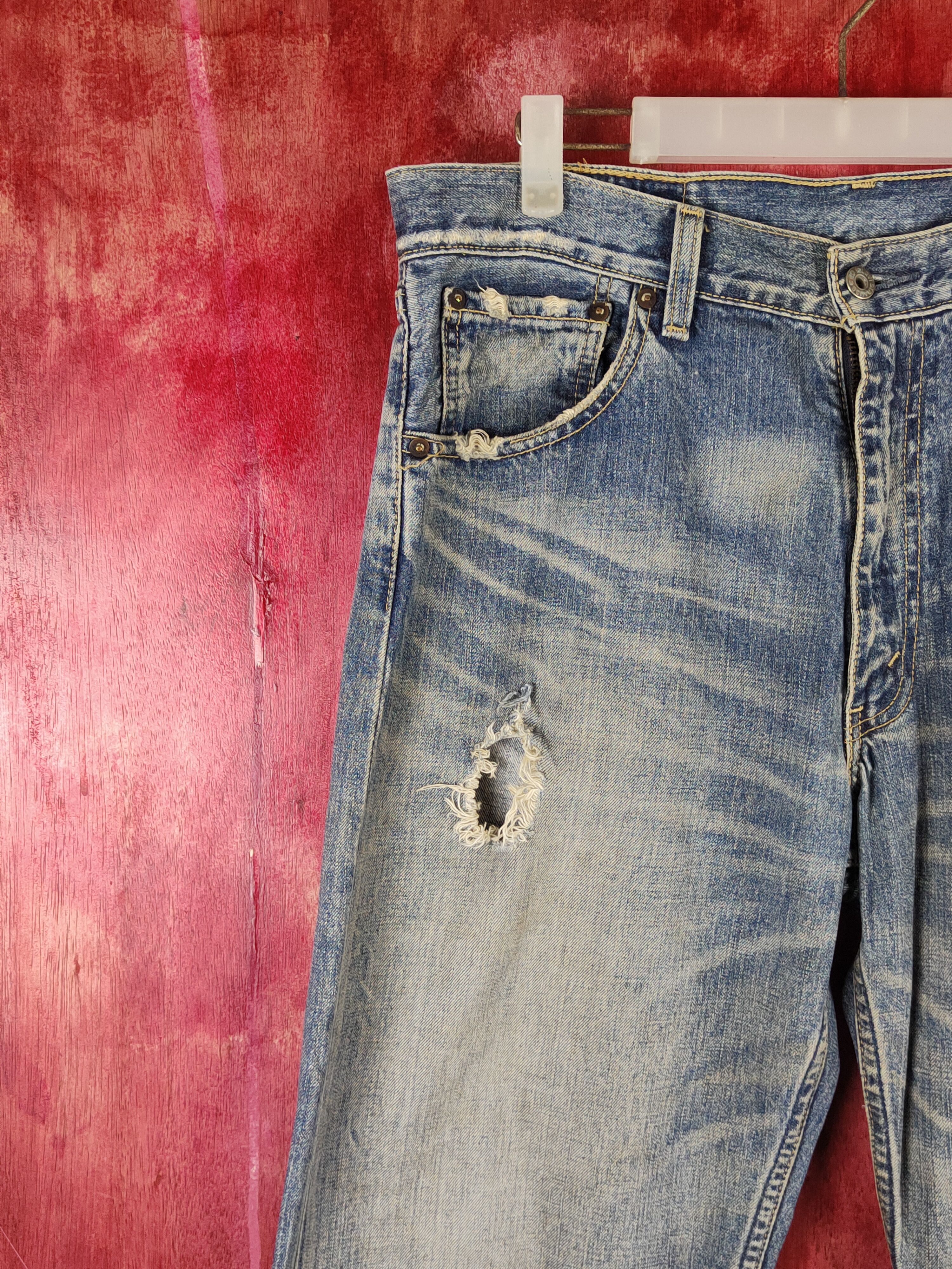 Levi's DL Levi's Blue Faded Distressed Ripped Jeans #S2308 Size US 34 / EU 50 - 3 Thumbnail