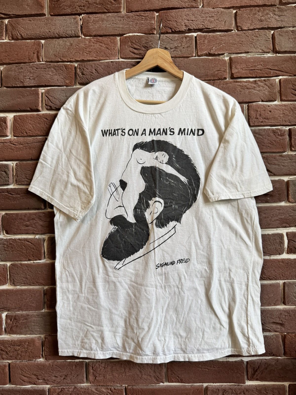 Band Tees × Vintage Vintage 90s Simgund Freud Pop Art Tee Rare Hype L White 90s Size US L / EU 52-54 / 3 - 1 Thumbnail