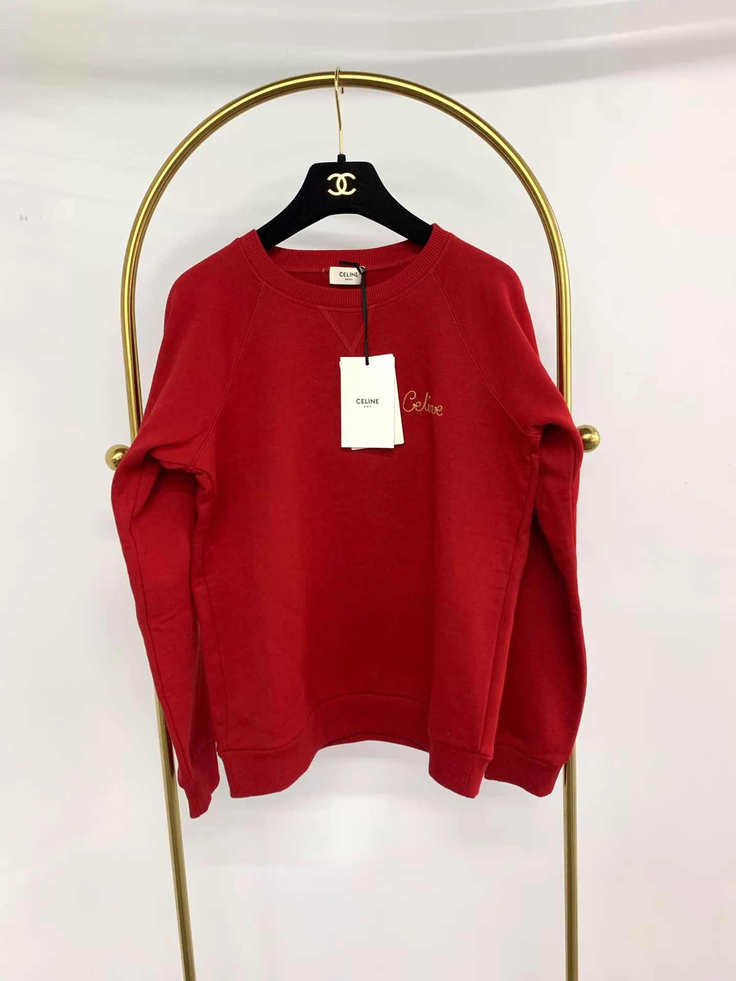 Celine Celine Red Crewneck Sweatshirt S NWT Size S / US 4 / IT 40 - 1 Thumbnail