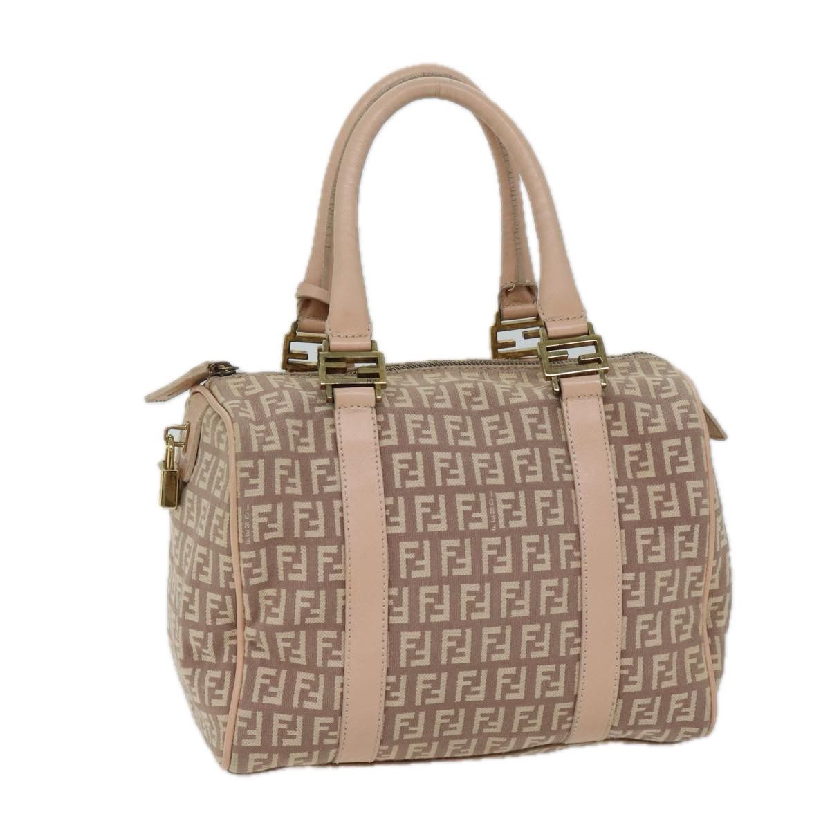 image of Fendi Zucchino Canvas Mini Boston Bag Pink Auth Bs13506, Women's