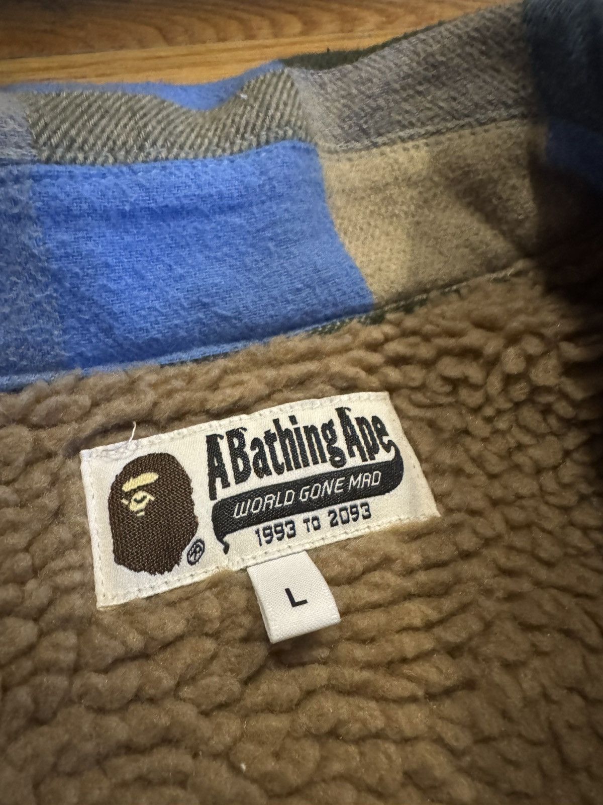 Bape Bape blue checkered fleece jacket Size US L / EU 52-54 / 3 - 4 Thumbnail