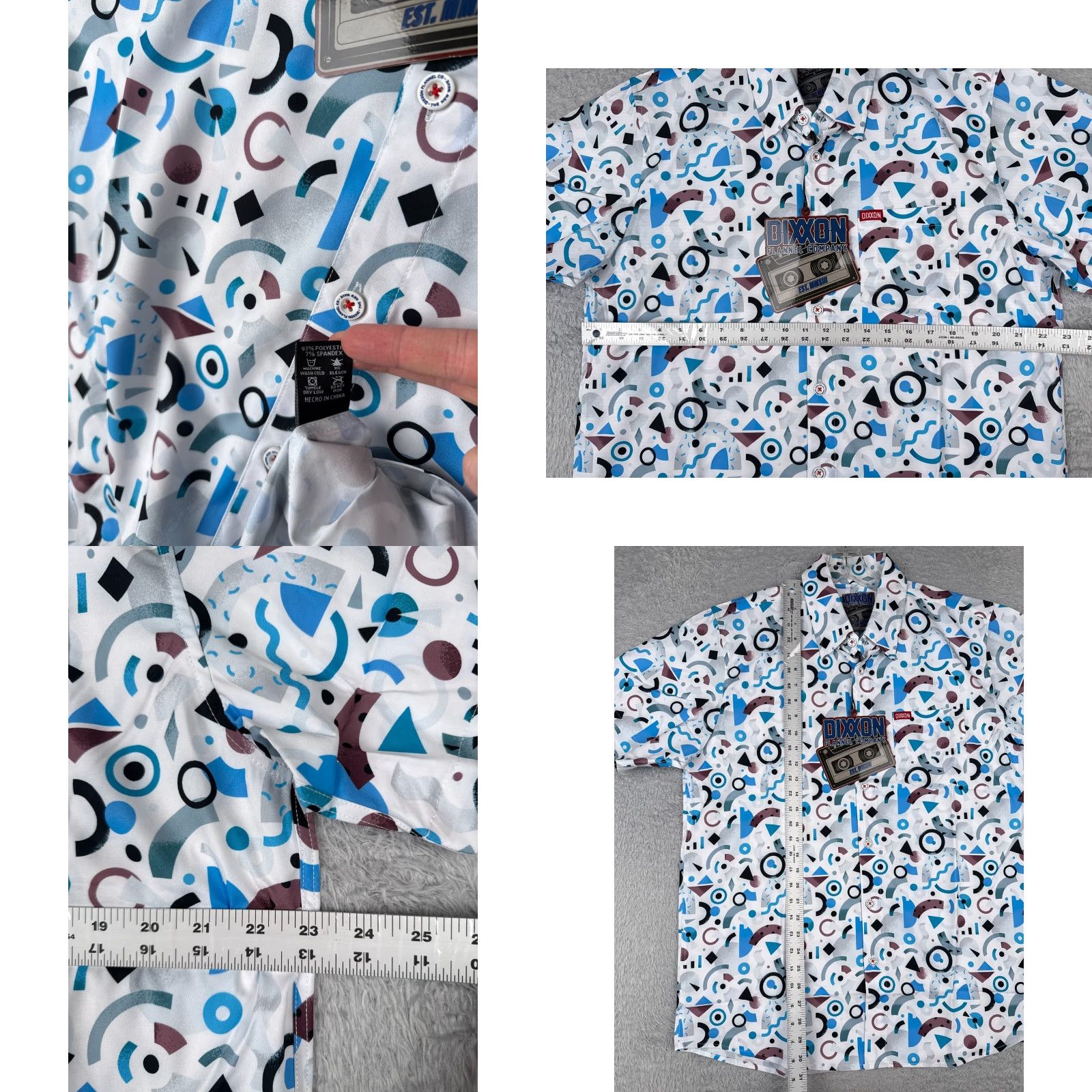Vintage Dixxon Shirt Adult Large White Blue Party Shirt The New Wave Retro 90s Look Poly Shirt Button-Up Men Regular Short Sleeve Floral Hawaiian 90s Mens Size US L / EU 52-54 / 3 - 8 Thumbnail