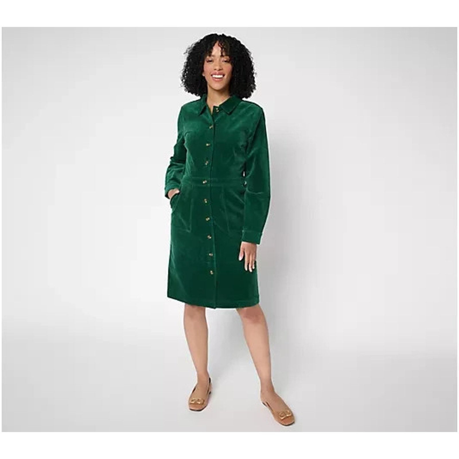 Laura Ashley Joan Rivers Stretch Corduroy Button Front Petite L A704923 Size L / US 10 / IT 46 - 1 Thumbnail
