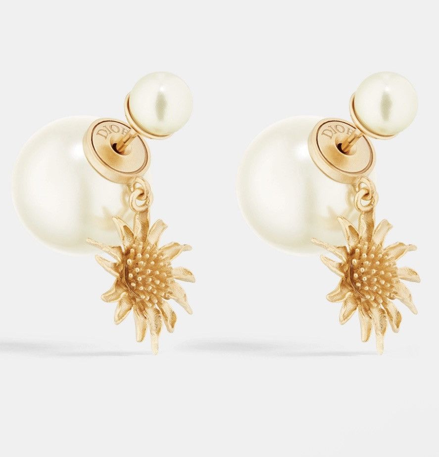 Dior DIOR TRIBALES EARRINGS Gold-Finish Metal and White Resin Size ONE SIZE - 1 Thumbnail