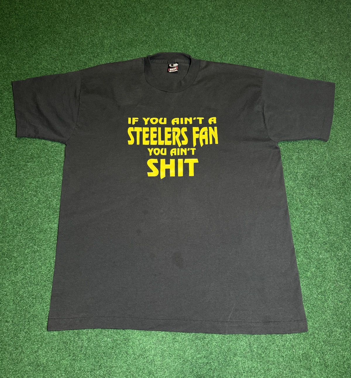 Fruit Of The Loom × NFL × Vintage 90s RARE Steelers You Ain’t Sh** Blow It Out Your A** TShirt Size US XL / EU 56 / 4 - 1 Thumbnail