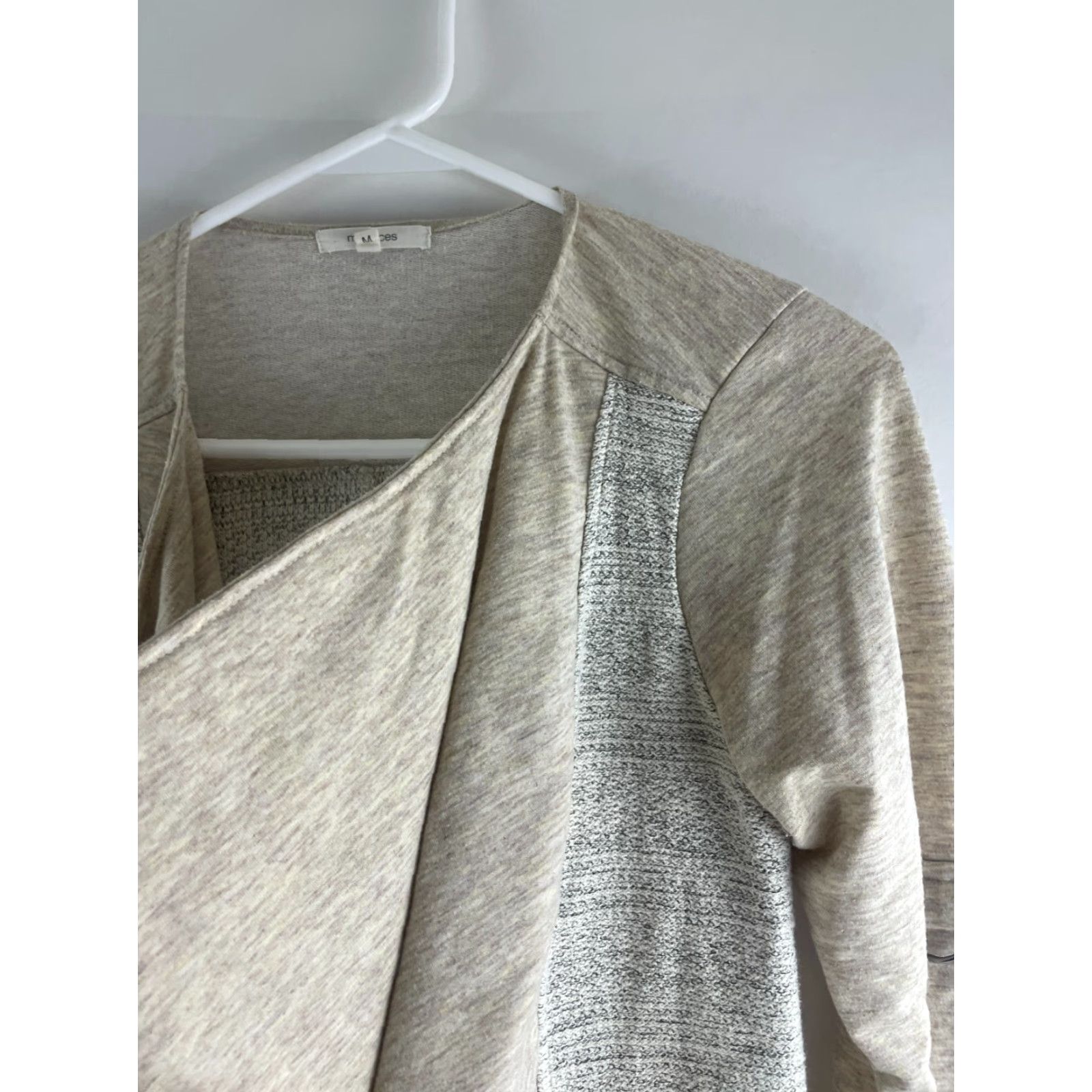 Vintage Maurices Sweater Cardigan Women's Medium Tan Heather Open Roll Tab Sleeve Knit Polyester Spandex Modern Vintage: No Size M / US 6-8 / IT 42-44 - 4 Thumbnail