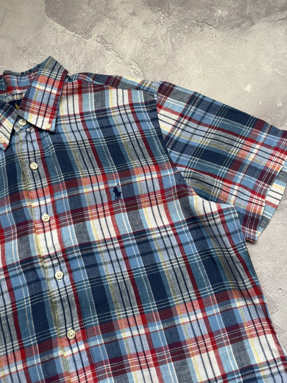 Polo Ralph Lauren Polo Ralph Lauren Checked Short Sleeve Shirt Button Linen Size US M / EU 48-50 / 2 - 2 Thumbnail