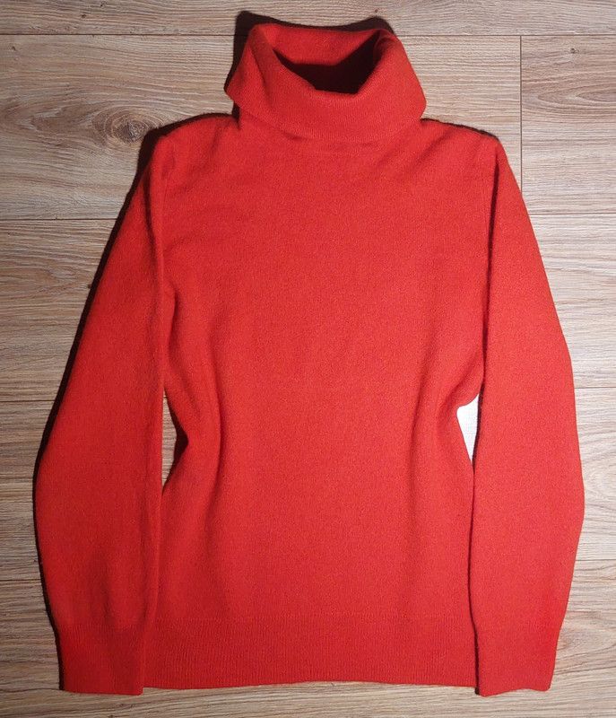 image of 100% Cashmere Sweater Turtleneck Red Thick Weave Vintage, Women's (Size XS)