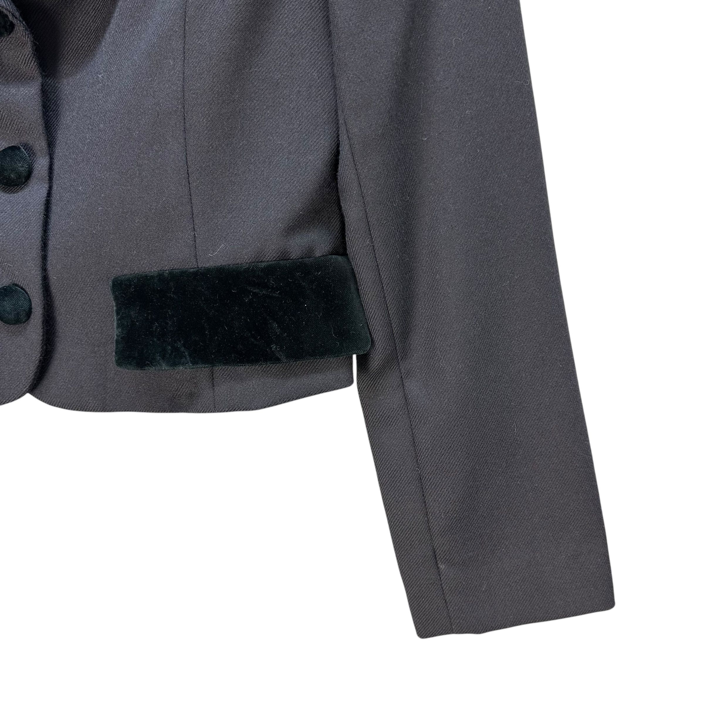 Moschino MOSCHINO Velvet Trim Formal Wool Cropped Jacket #A80-1926 Size M / US 6-8 / IT 42-44 - 5 Thumbnail