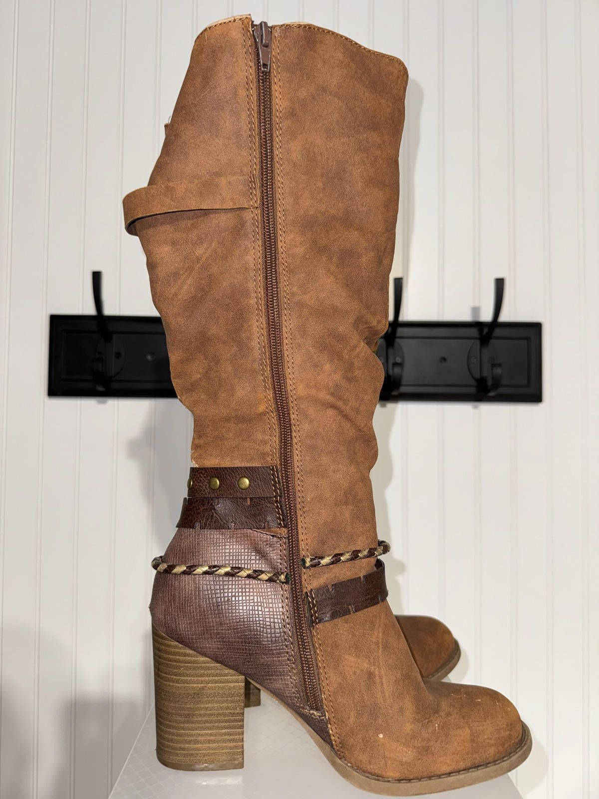Kohl's Brown Mid-Calf Heeled Boots with Decorative Straps Size US 8 / IT 38 - 2 Thumbnail