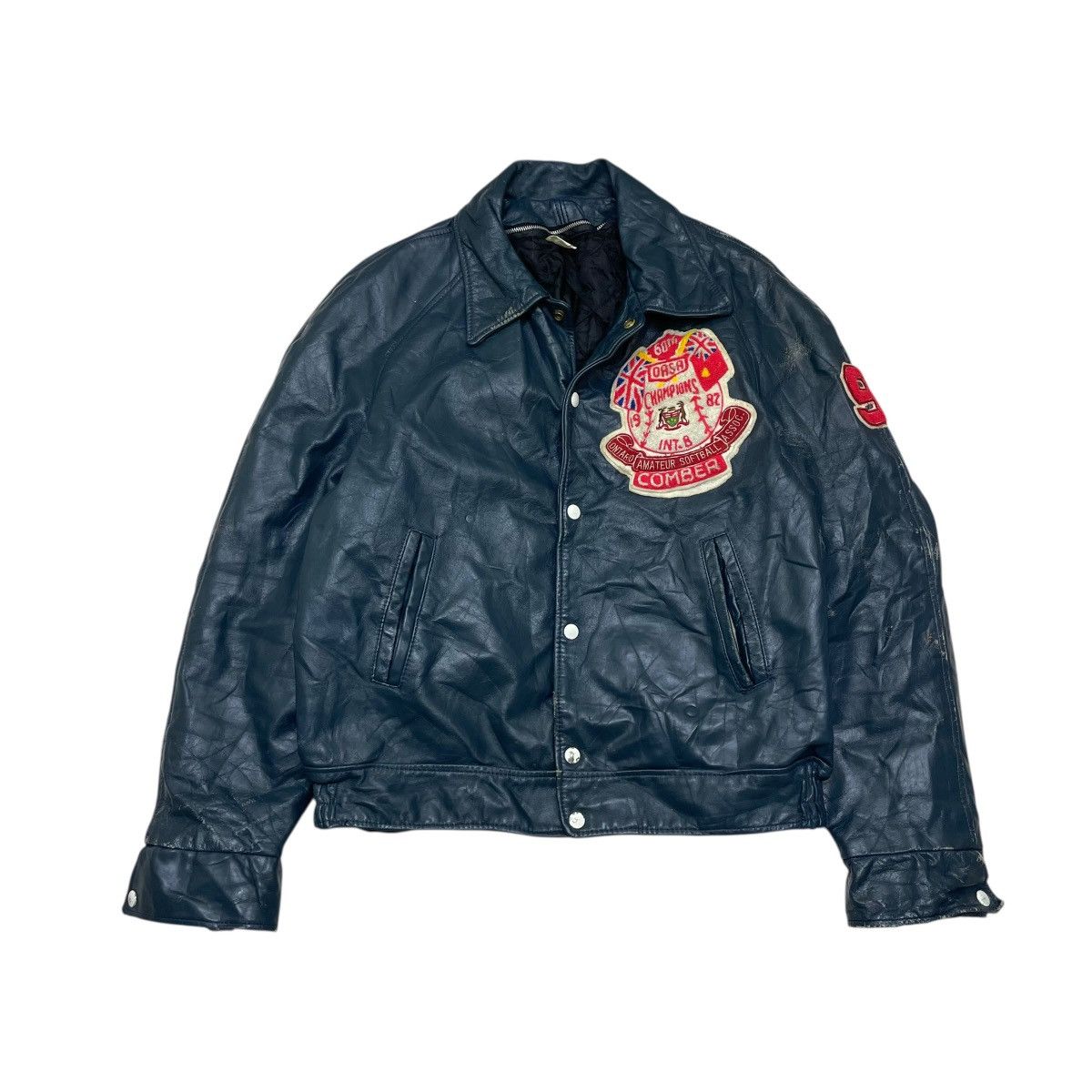 Avirex 🔥 vintage 80s Comber Oasa Softball leather varsity Jacket Size US L / EU 52-54 / 3 - 18 Thumbnail