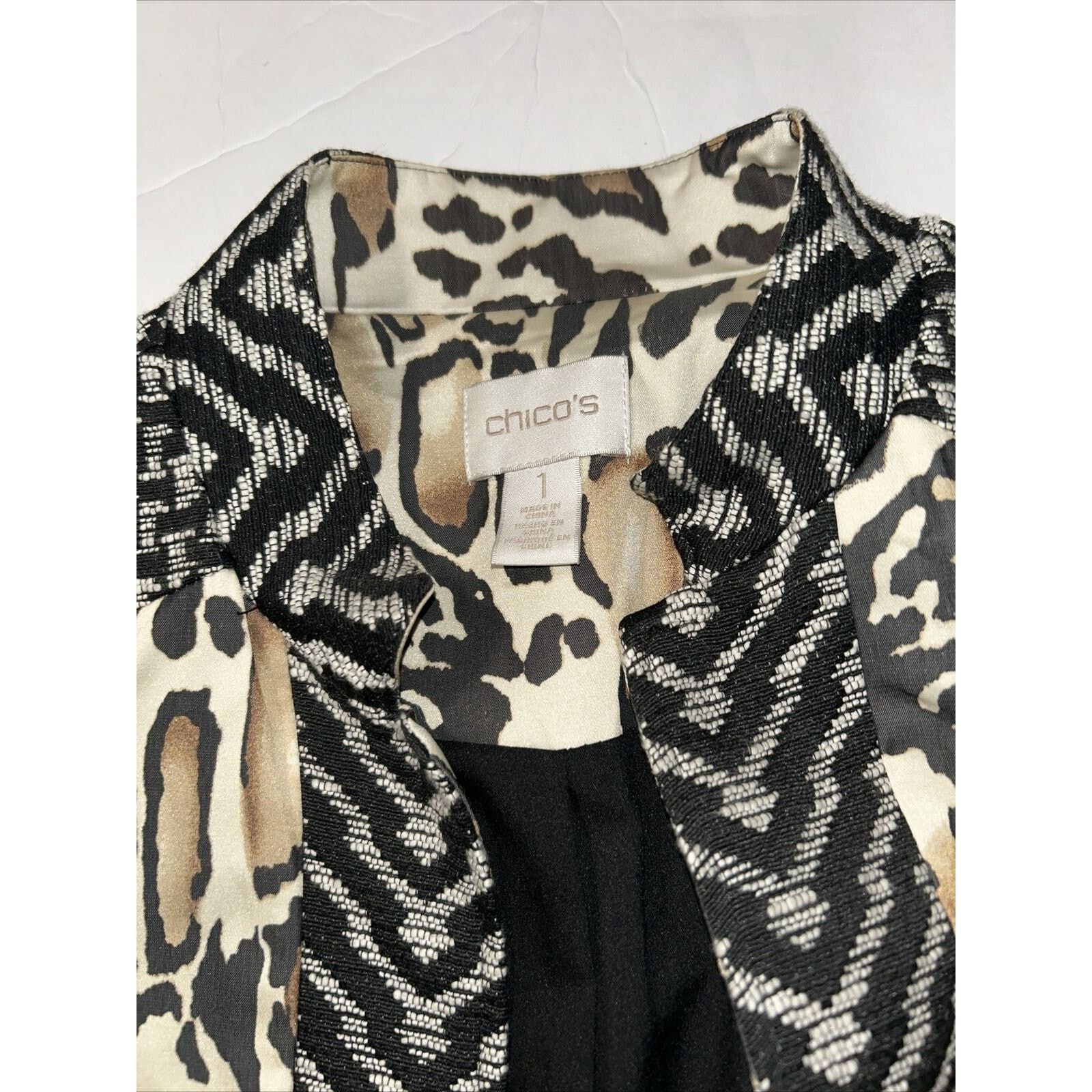 Chicos Chico's Plus Sz 1 (US 8/10) Mixed Material Longline Jacket Size S / US 4 / IT 40 - 5 Thumbnail
