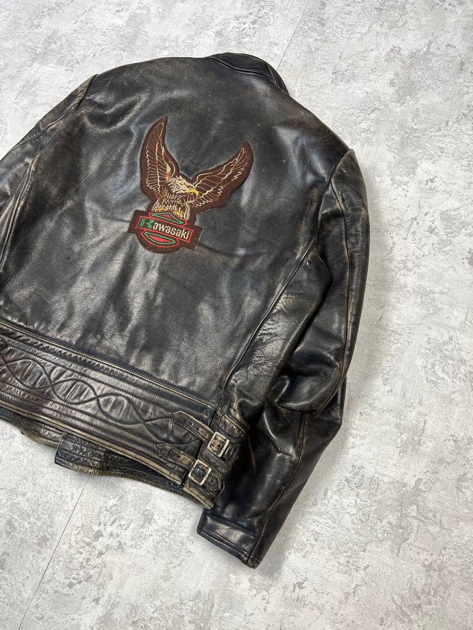 Vintage RARE Vintage 70-80’s Kawasaki Leather Bomber Jacket Size US M / EU 48-50 / 2 - 3 Thumbnail