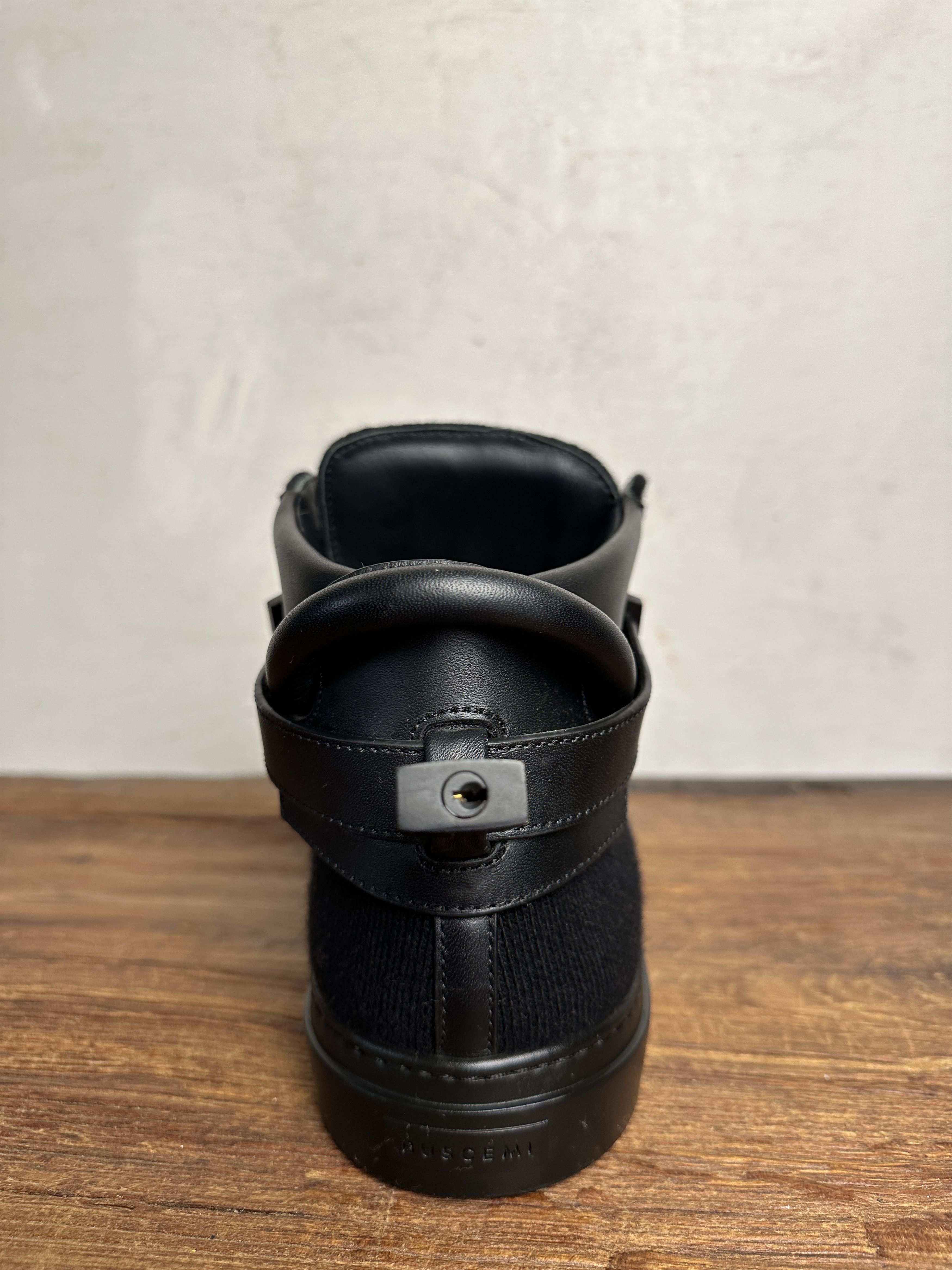 Buscemi Buscemi 100mm Clip Canvas Mid-Top Triple Black Sneakers Size US 12 / EU 45 - 9 Thumbnail