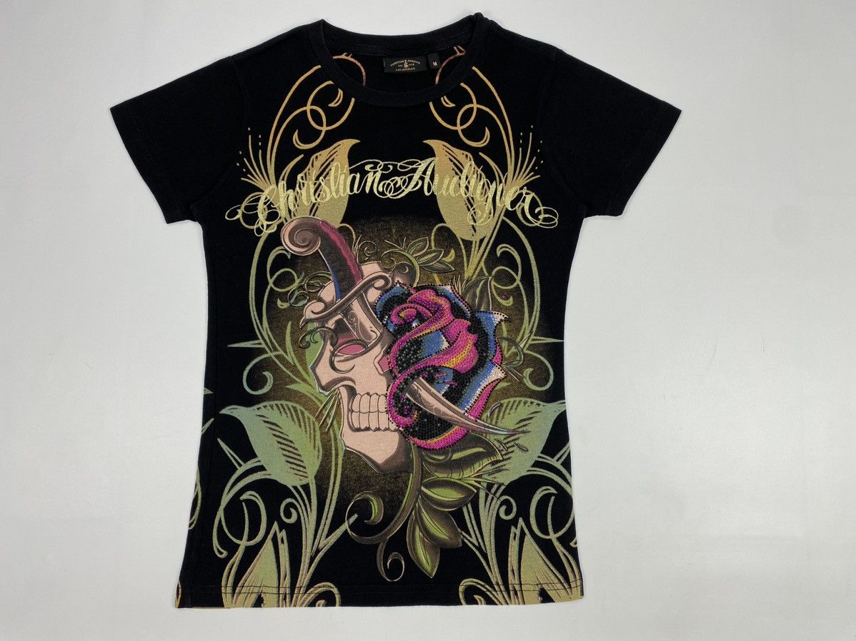 Christian Audigier 🔥LASTDROP🔥 Y2K Christian Audigier Skull Rhinestones T-shirt Size M / US 6-8 / IT 42-44 - 3 Thumbnail