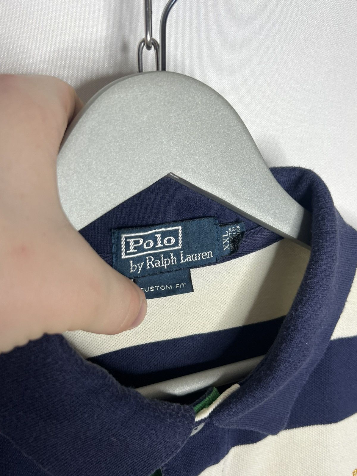 Polo Ralph Lauren Vintage Polo Ralph Lauren #3 Big Logo Pony Striped Polo Tee Size US XXL / EU 58 / 5 - 16 Thumbnail