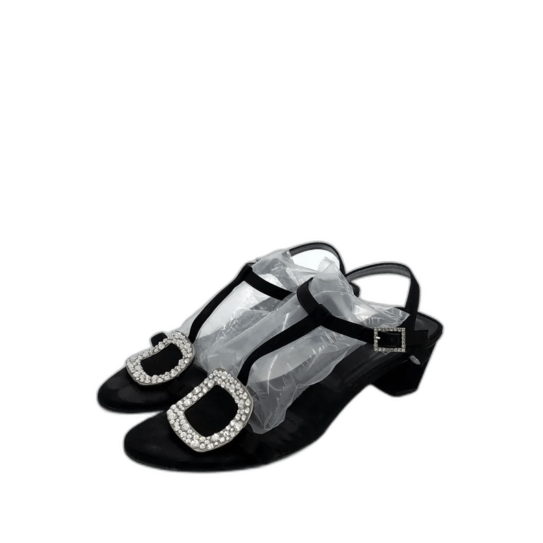 Roger Vivier Roger Vivier Black Casual Sandals with Rhinestones Size US 7 / IT 37 - 1 Thumbnail