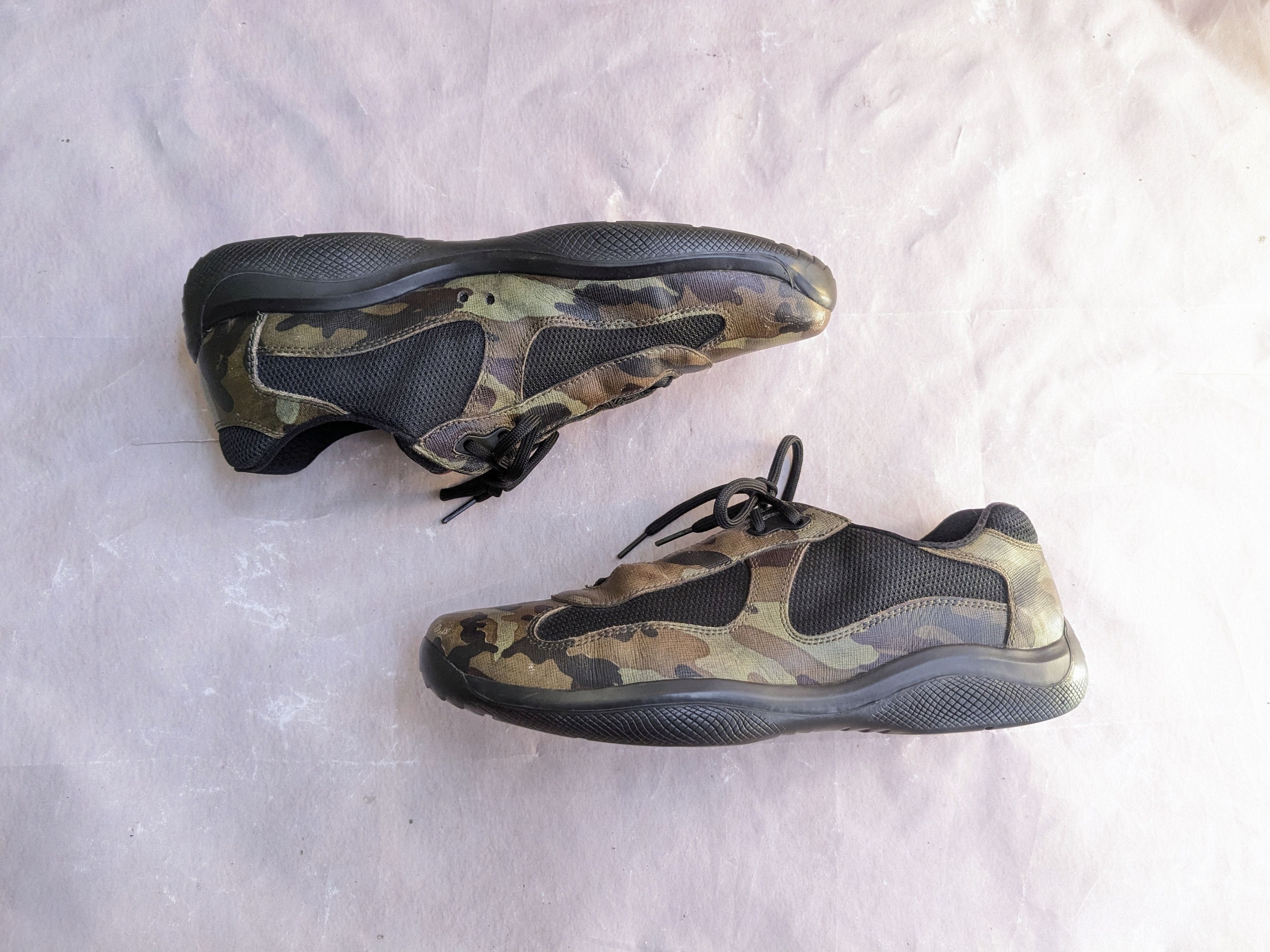Pre-owned Prada America's Cup Sneakers Camouflage 12 Green In Black