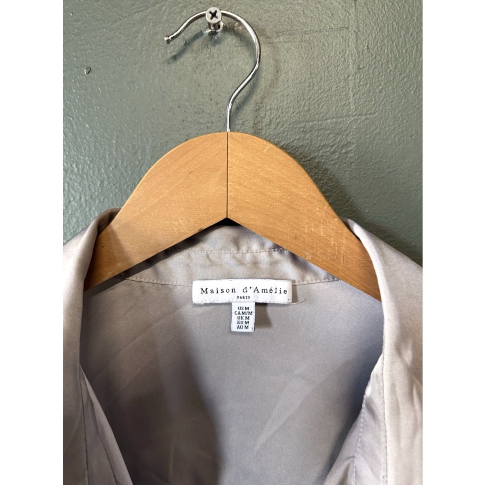 Vintage maison d amelie Womens Gray Long Sleeve Button Up Shirt M Size M / US 6-8 / IT 42-44 - 3 Thumbnail