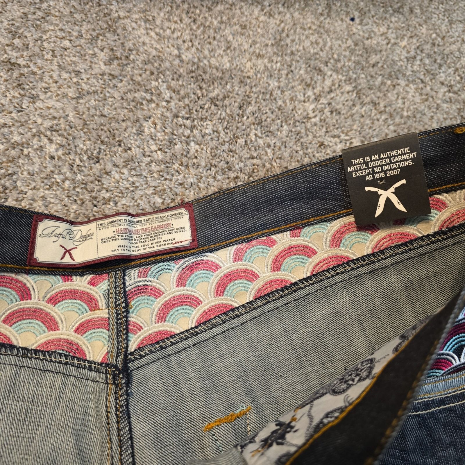 Artful Dodger NWT Y2K Vtg Artful Dodger Pastel Tiger Embroidered Jeans 42 Size US 42 / EU 58 - 9 Thumbnail