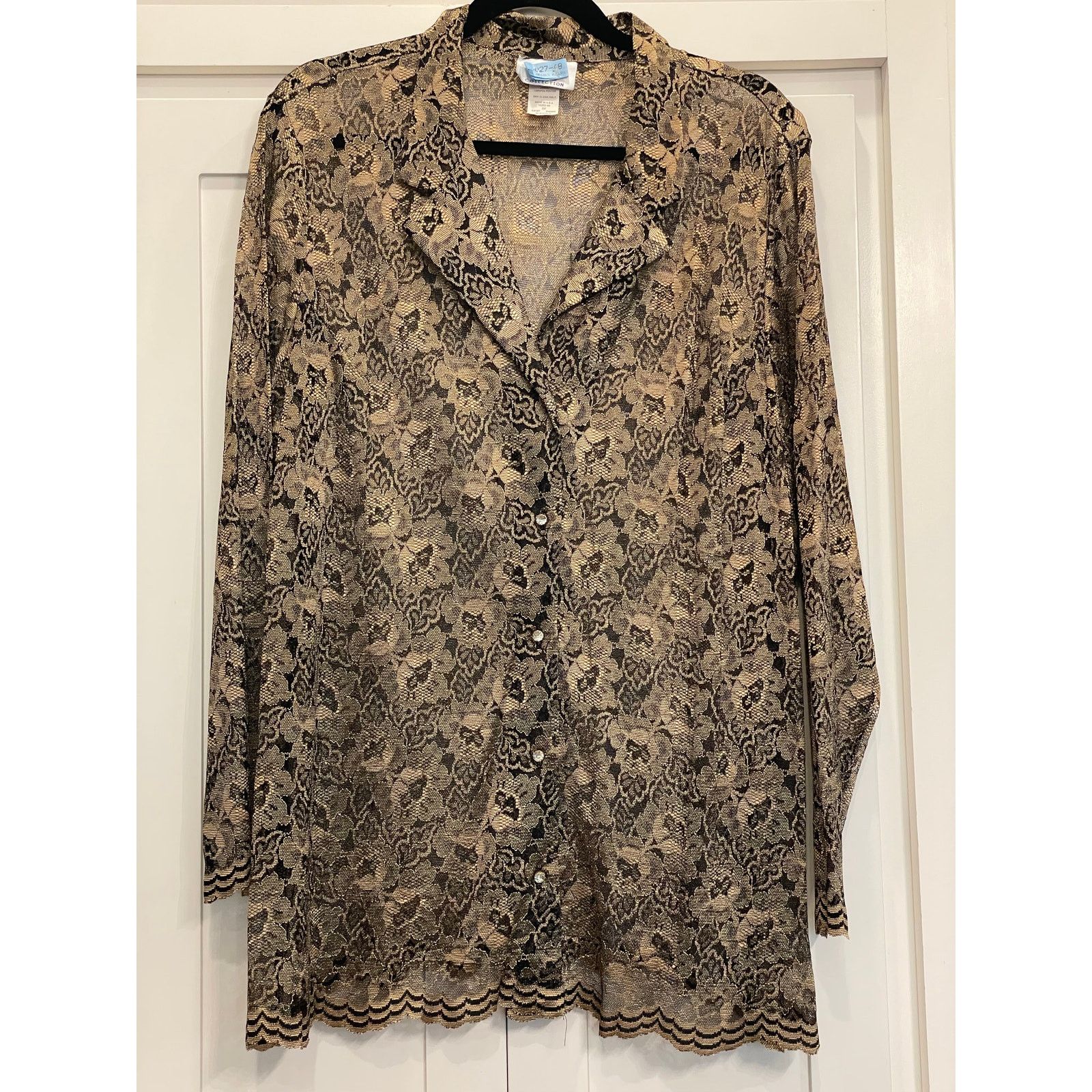 Other JMS Collection gold and black floral lace jacket blazer 2X Size XXL / US 16-18 / IT 52-54 - 12 Thumbnail
