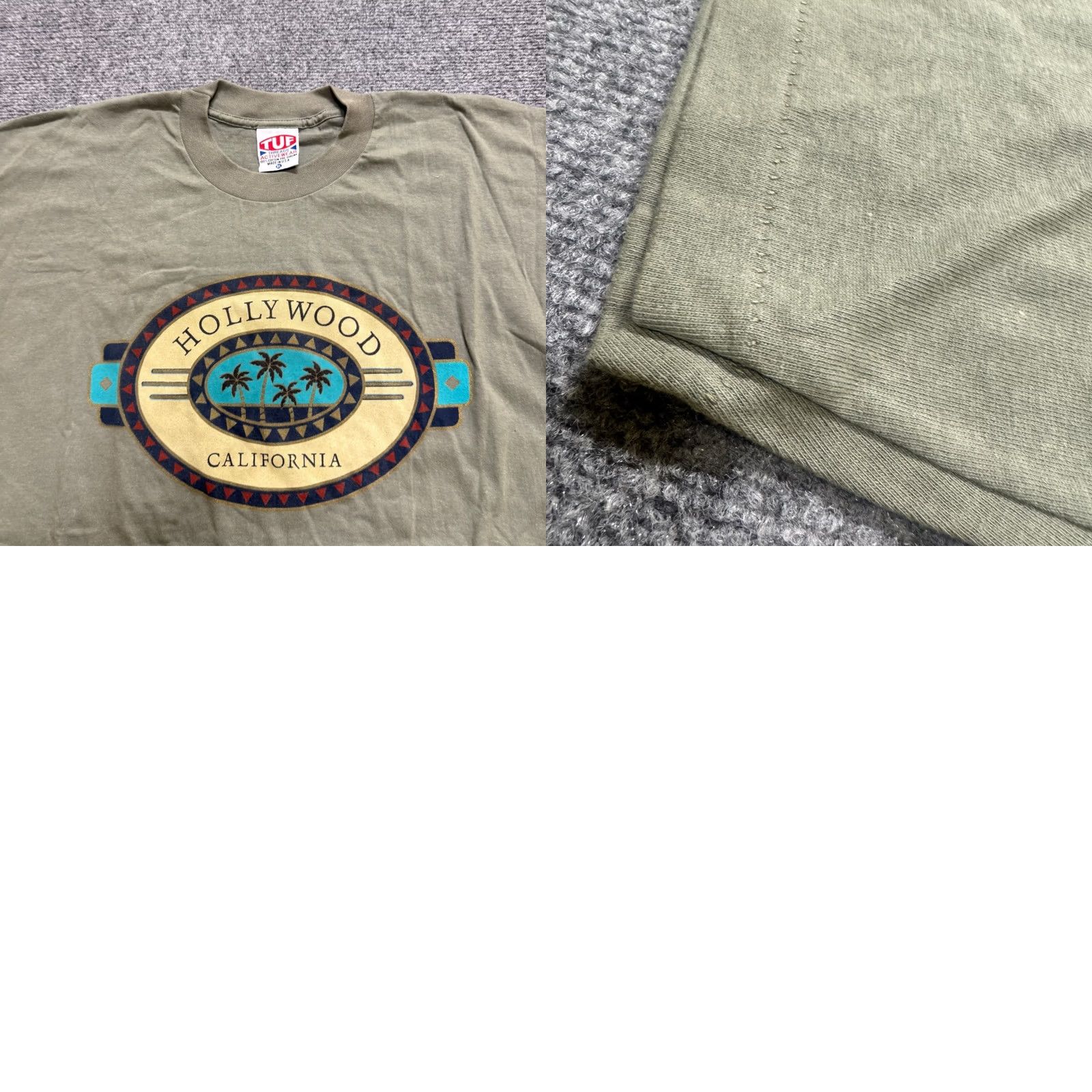 Vintage VINTAGE TUF Hollywood California T-shirt XL Men's Green 90s Made In USA Single Shirt Size US XL / EU 56 / 4 - 8 Thumbnail