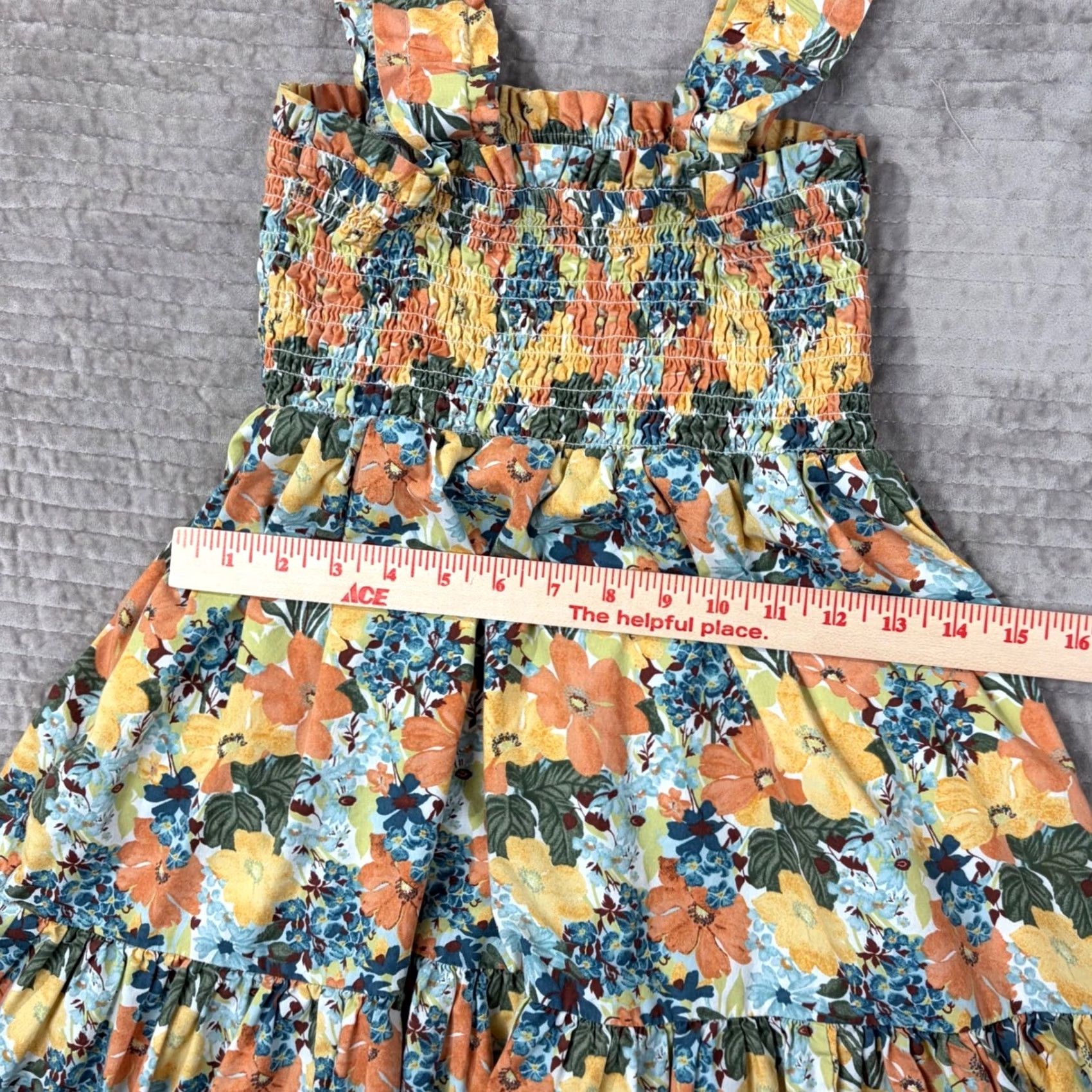 Abercrombie & Fitch VINTAGE Abercrombie & Fitch Floral Smocked Mini Dress Yellow Orange Blue Ruffle Size MT Size M / US 6-8 / IT 42-44 - 6 Thumbnail