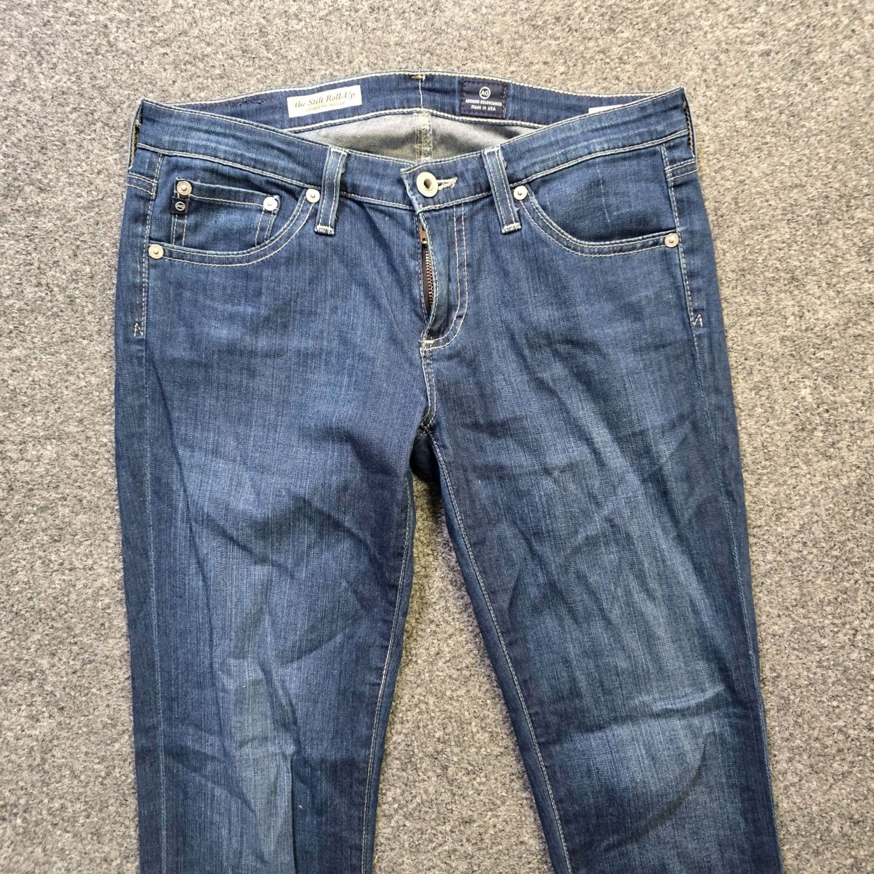 Vintage AG Adriano Goldschmied Jeans Women Size 27 Blue Stilt Roll Up Cuffed Skinny Capsule Casual, Travel, Denim, Slim, Patchwork? No, solid. Size 27" / US 4 / IT 40 - 2 Thumbnail