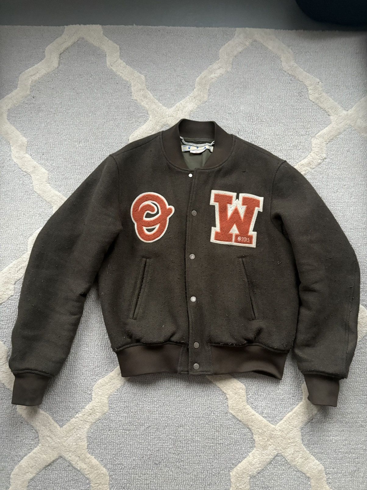 Off-White Off-White OW Patch Varsity Jacket - Size M Size US M / EU 48-50 / 2 - 1 Thumbnail