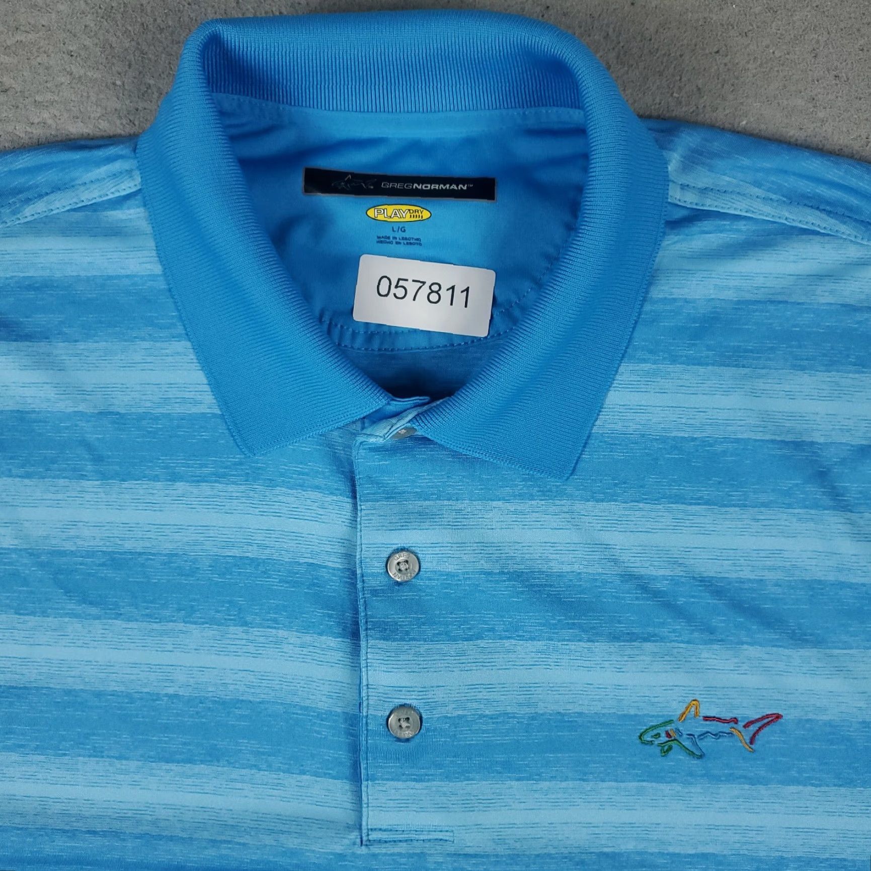 Vintage Greg Norman Polo Shirt Mens Size Large Blue Striped Shark Casual Short Sleeve Polo shirt Mens L Blue Striped Shark Logo Polo Size US L / EU 52-54 / 3 - 2 Thumbnail