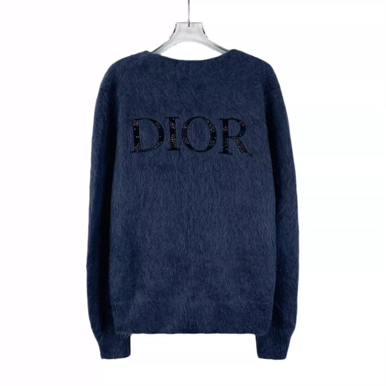 Dior Dior Dark blue letter embroidery horsehair V-neck single-br Size US S / EU 44-46 / 1 - 2 Thumbnail
