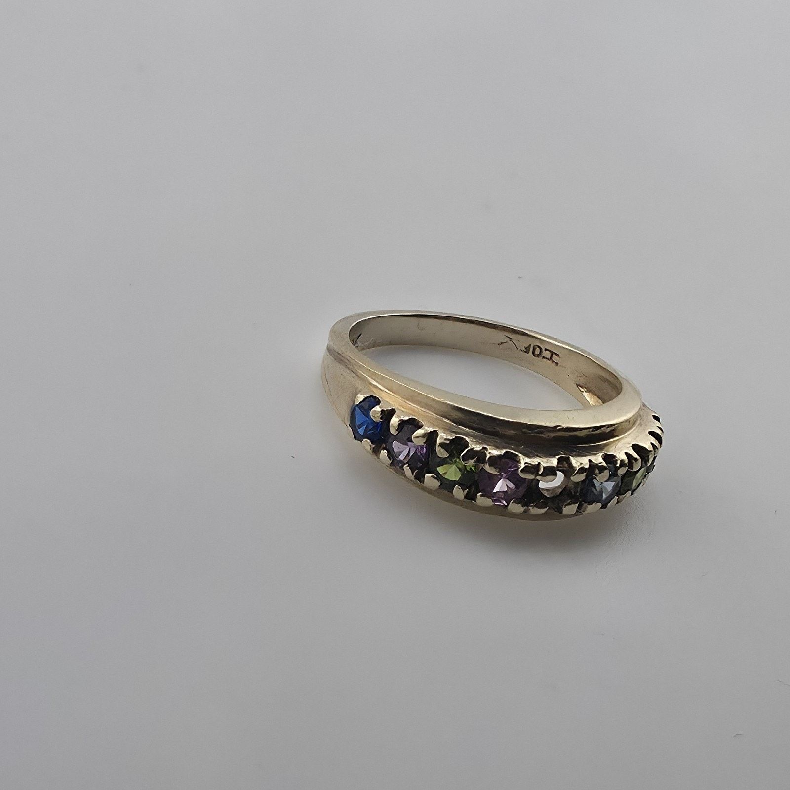 Other 10K Yellow Gold Multi Gemstone Ring 6.5 VTG Missing Stone Size ONE SIZE - 4 Thumbnail