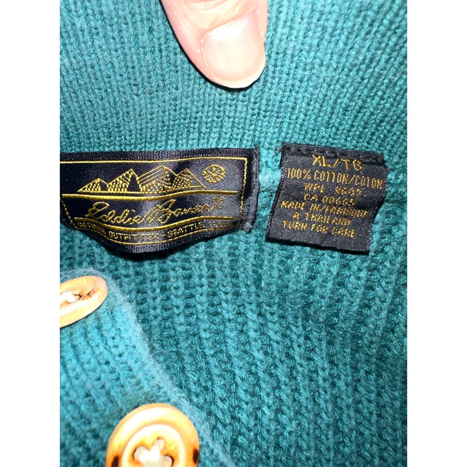 Eddie Bauer VINTAGE Eddie Bauer Sweater Mens XL Green Henley Fishermen Made In USA 90s Size US XL / EU 56 / 4 - 3 Thumbnail