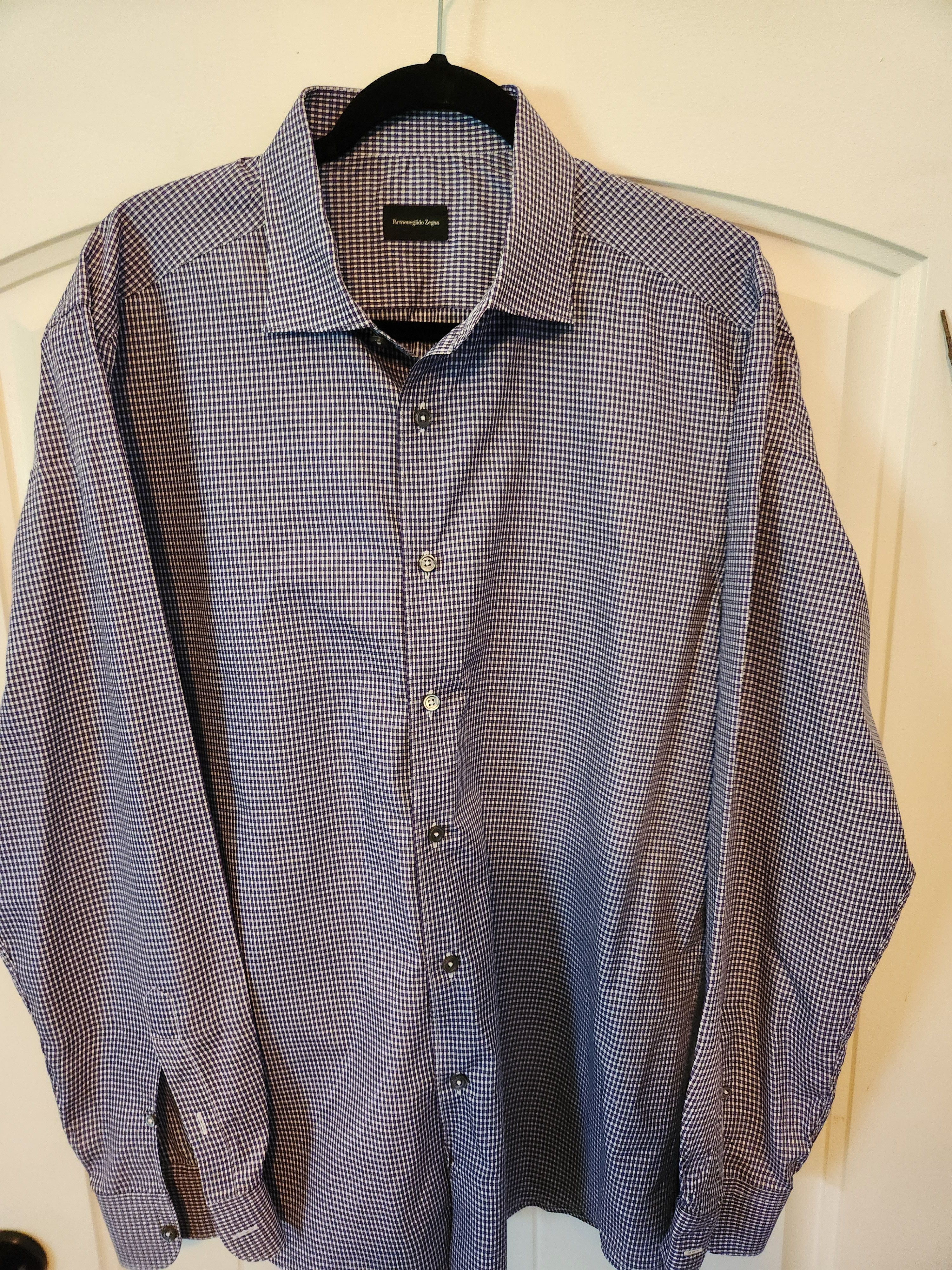 Ermenegildo Zegna 100% Checkered Long Sleeve Shirt Size US XL / EU 56 / 4 - 1 Thumbnail