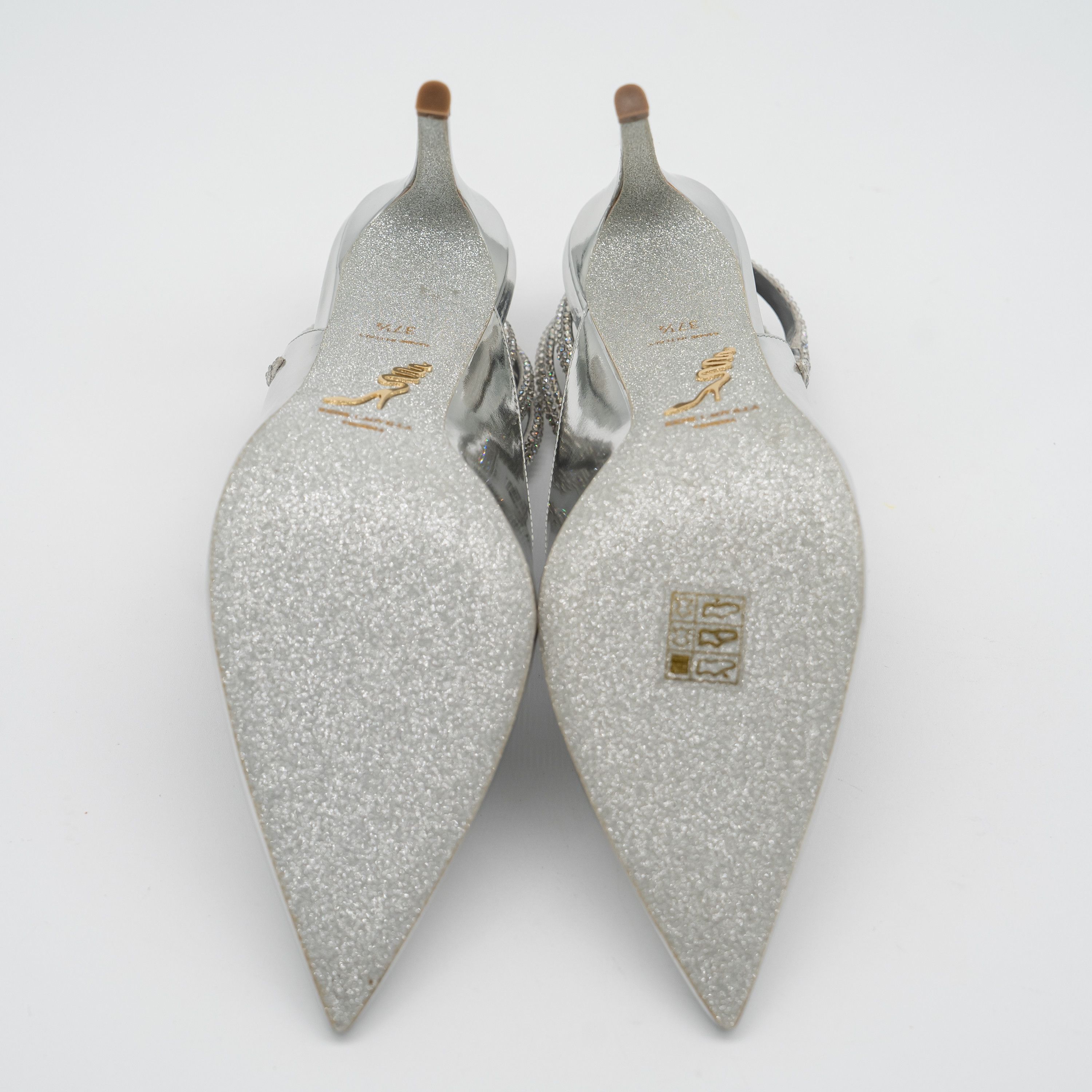 Rene Caovilla 37.5 Rene Caovilla Cleo Silver Sandals Heels 105 Leather Size US 7.5 / IT 37.5 - 5 Thumbnail