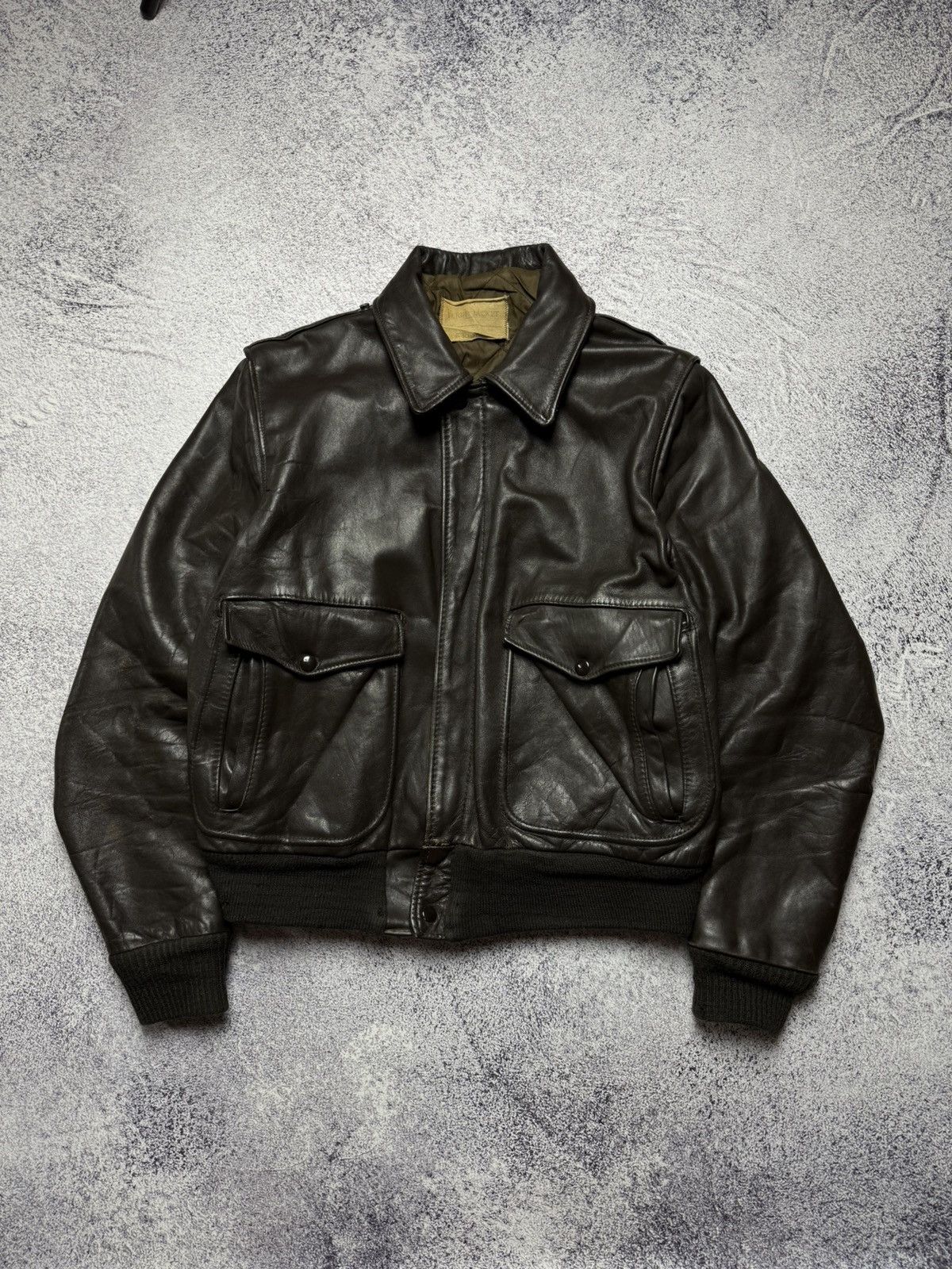 Vintage 80s Schott Leather Flight Jacket USA Bomber Avirex