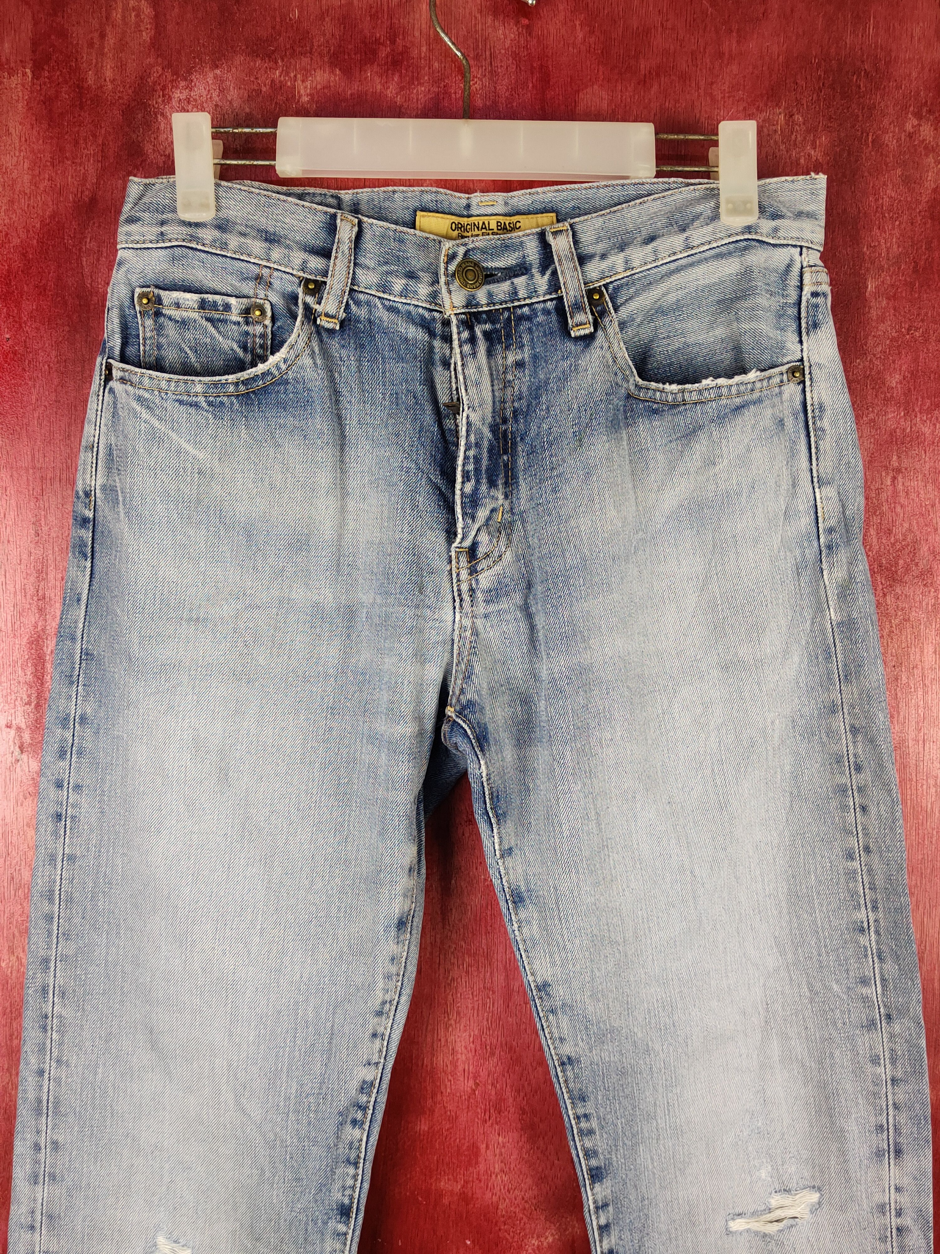 Japanese Brand Uniqlo vintage Blue Distressed jeans Denim pants #S1680 Size US 30 / EU 46 - 2 Thumbnail
