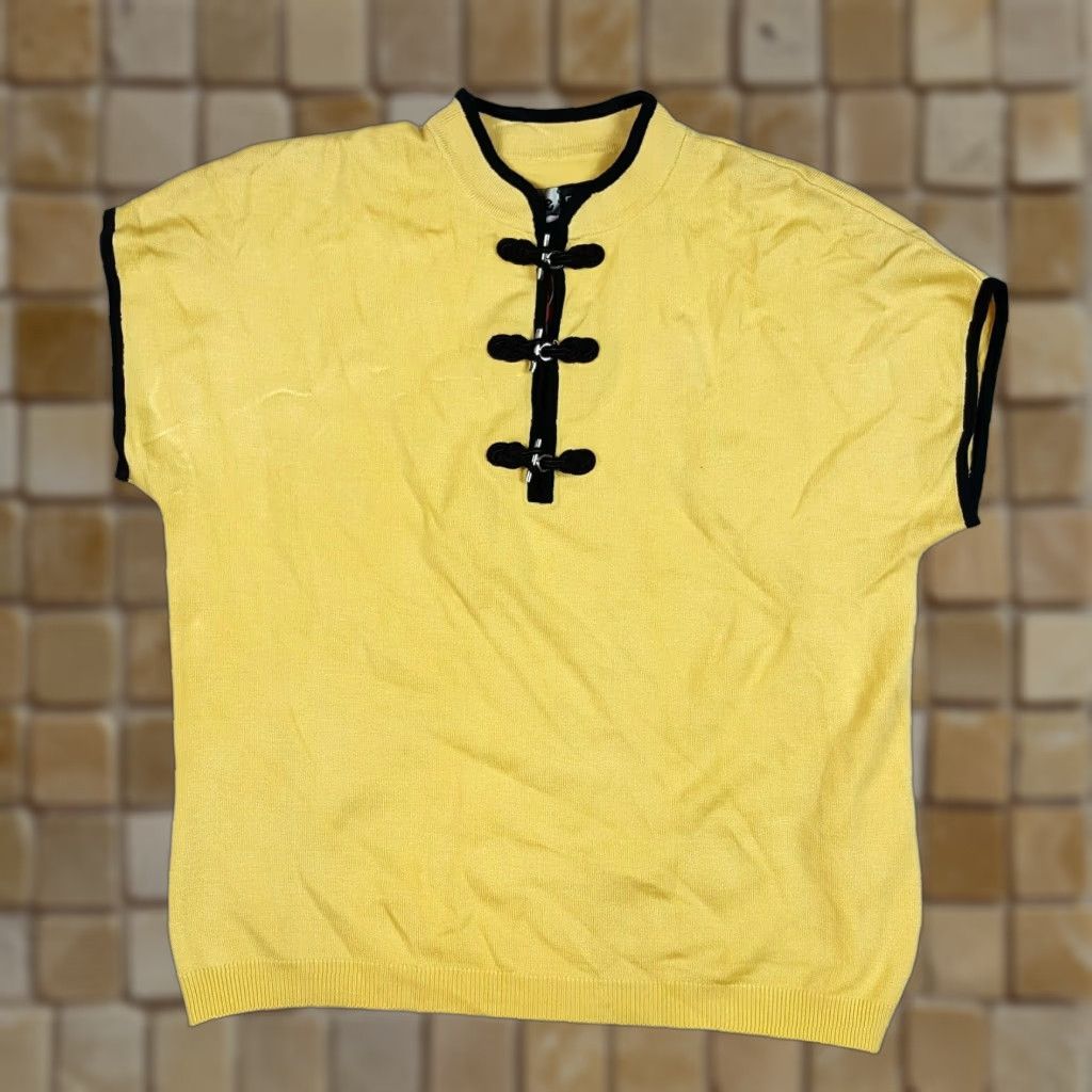 Vintage VINTAGE Jamie Sadock Knit Silk Women's Petite Kimono Yellow Luxury Polo Blouse Shirt Top Cap Sleeve P Yellow Luxury Polo Blouse Shirt Top Size S / US 4 / IT 40 - 1 Thumbnail