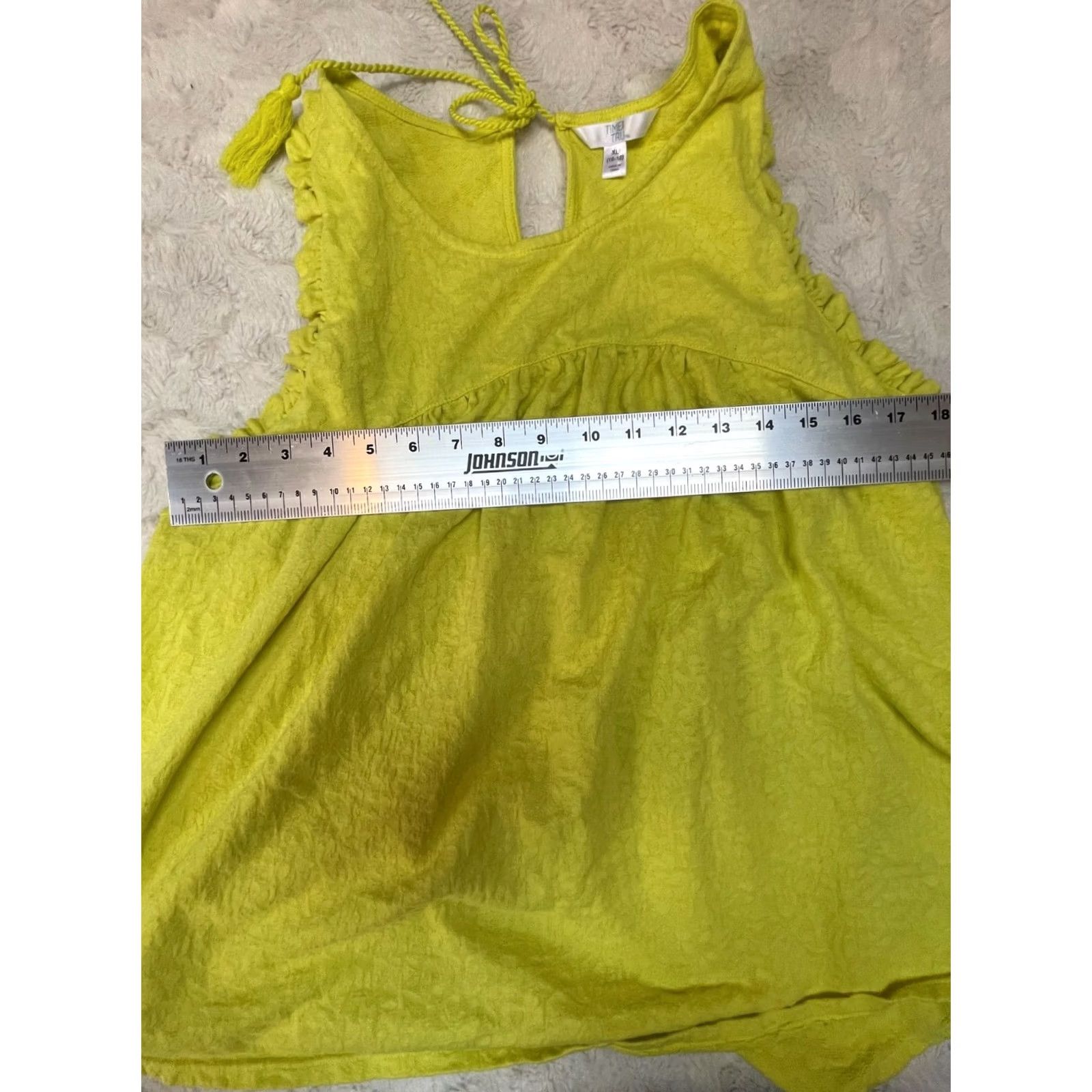 Vintage Time and Tru Womens Tank Top XL (16-18) Yellow Green Ruffle Sleeveless Casual Size XL / US 12-14 / IT 48-50 - 6 Thumbnail