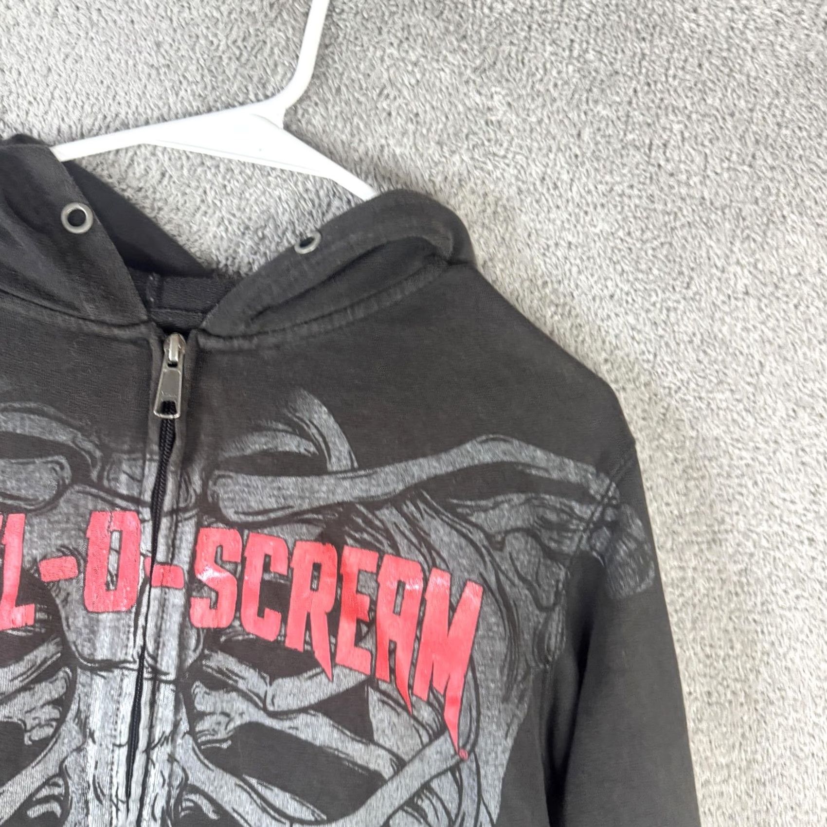 Vintage Howl-O-Scream Hoodie Mens M Black Full Zip Skeleton Halloween Sweatshirt Size US M / EU 48-50 / 2 - 4 Thumbnail