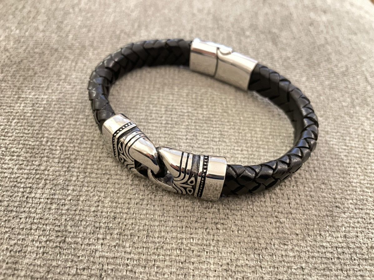 Other Gold Stainless Steel and Leather Bracelet Size ONE SIZE - 4 Thumbnail