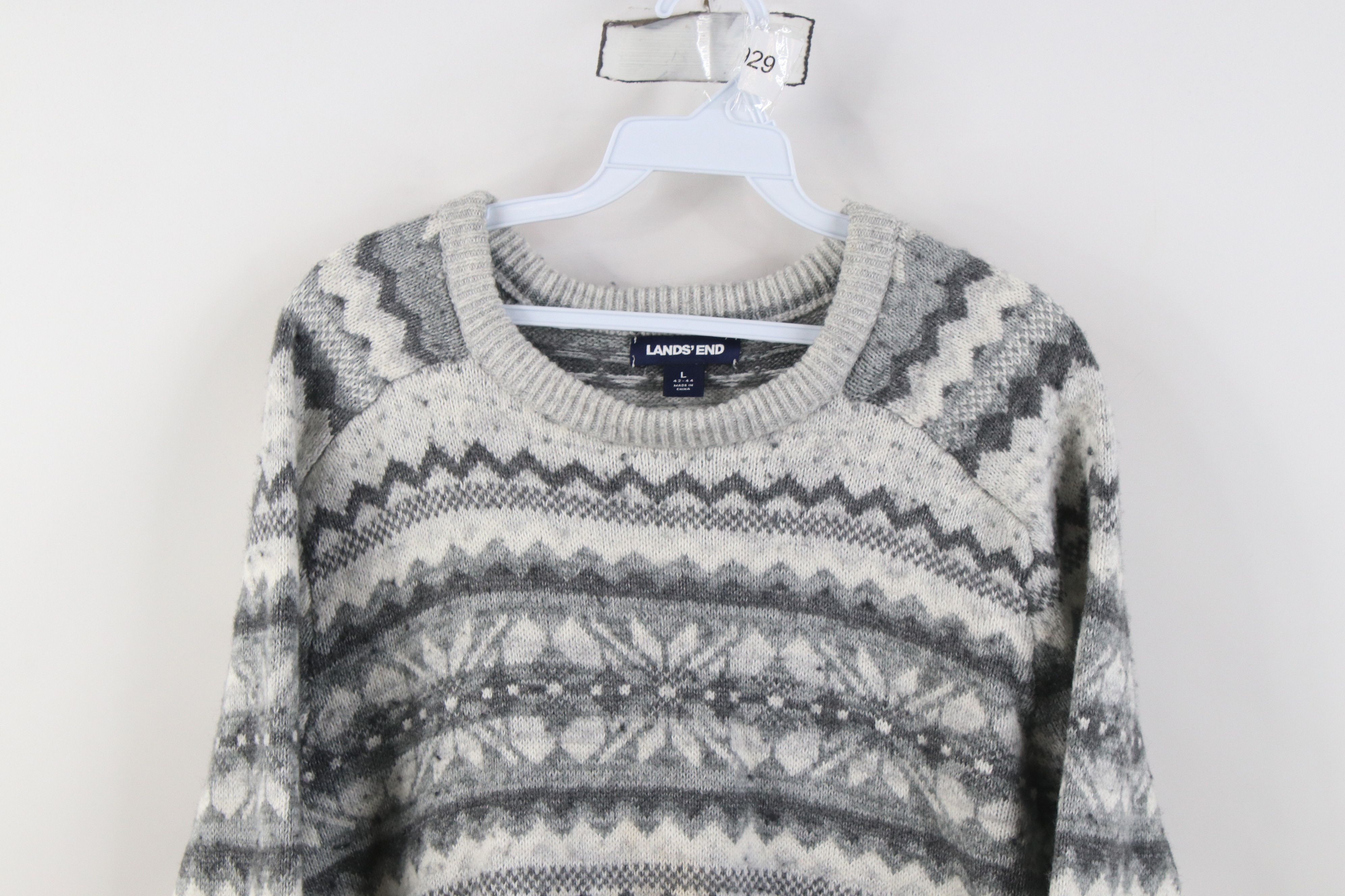 Lands' End Vintage Lands End Wool Blend Knit Fair Isle Crewneck Sweater Size US L / EU 52-54 / 3 - 2 Thumbnail