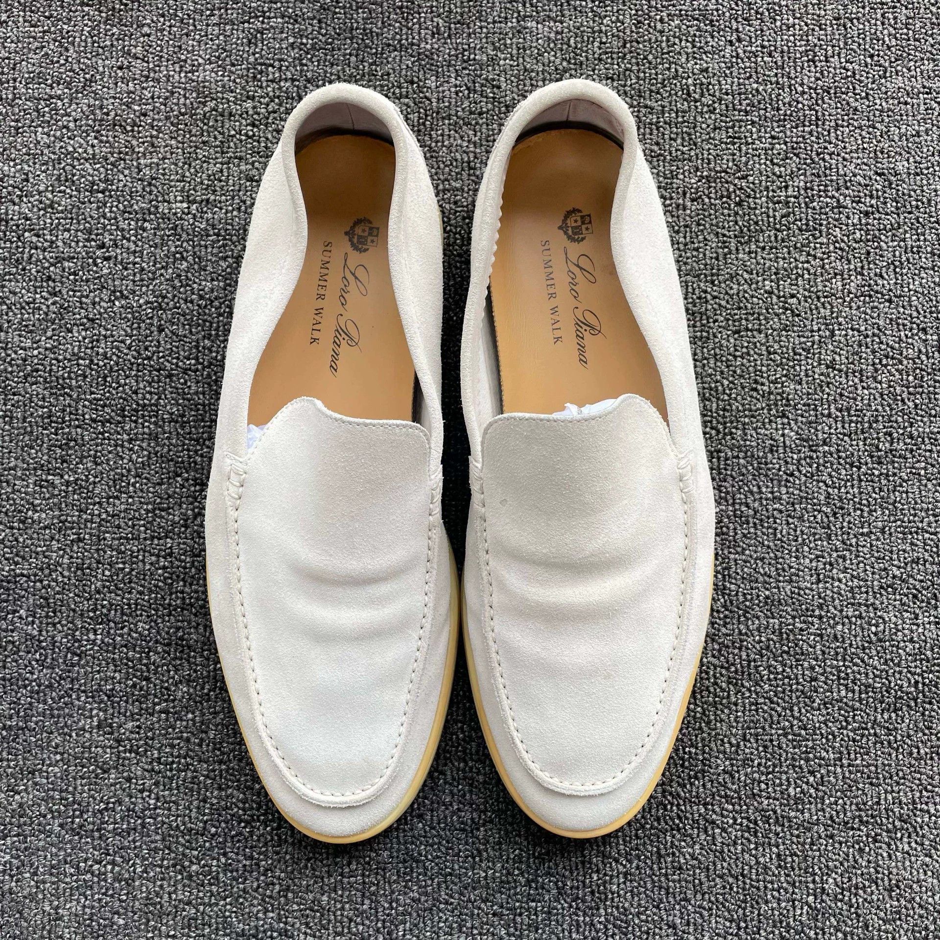 Loro Piana Loro Piana Summer Walk Suede Loafers Men's Off-White 42 Size US 9 / EU 42 - 2 Thumbnail